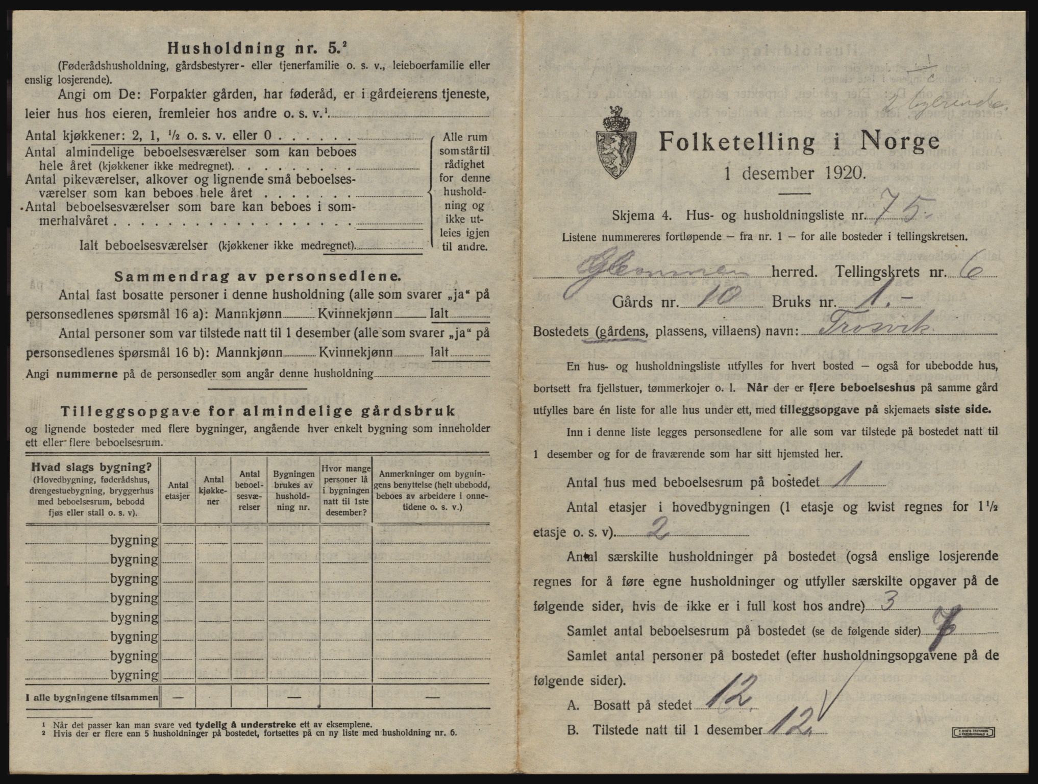 SAO, 1920 census for Glemmen, 1920, p. 2649