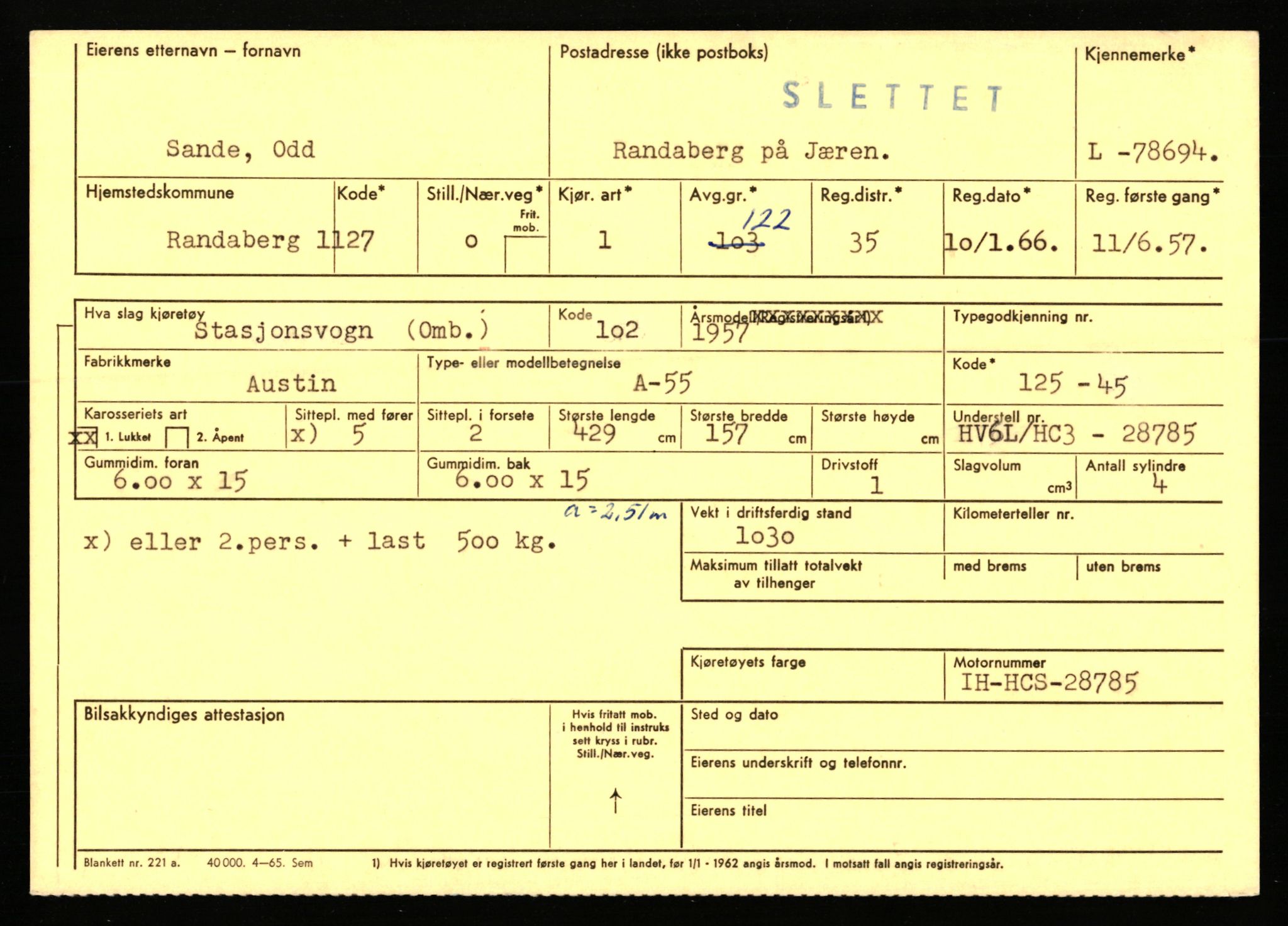 Stavanger trafikkstasjon, AV/SAST-A-101942/0/F/L0069: L-76801 - L-78797, 1930-1971, p. 2103