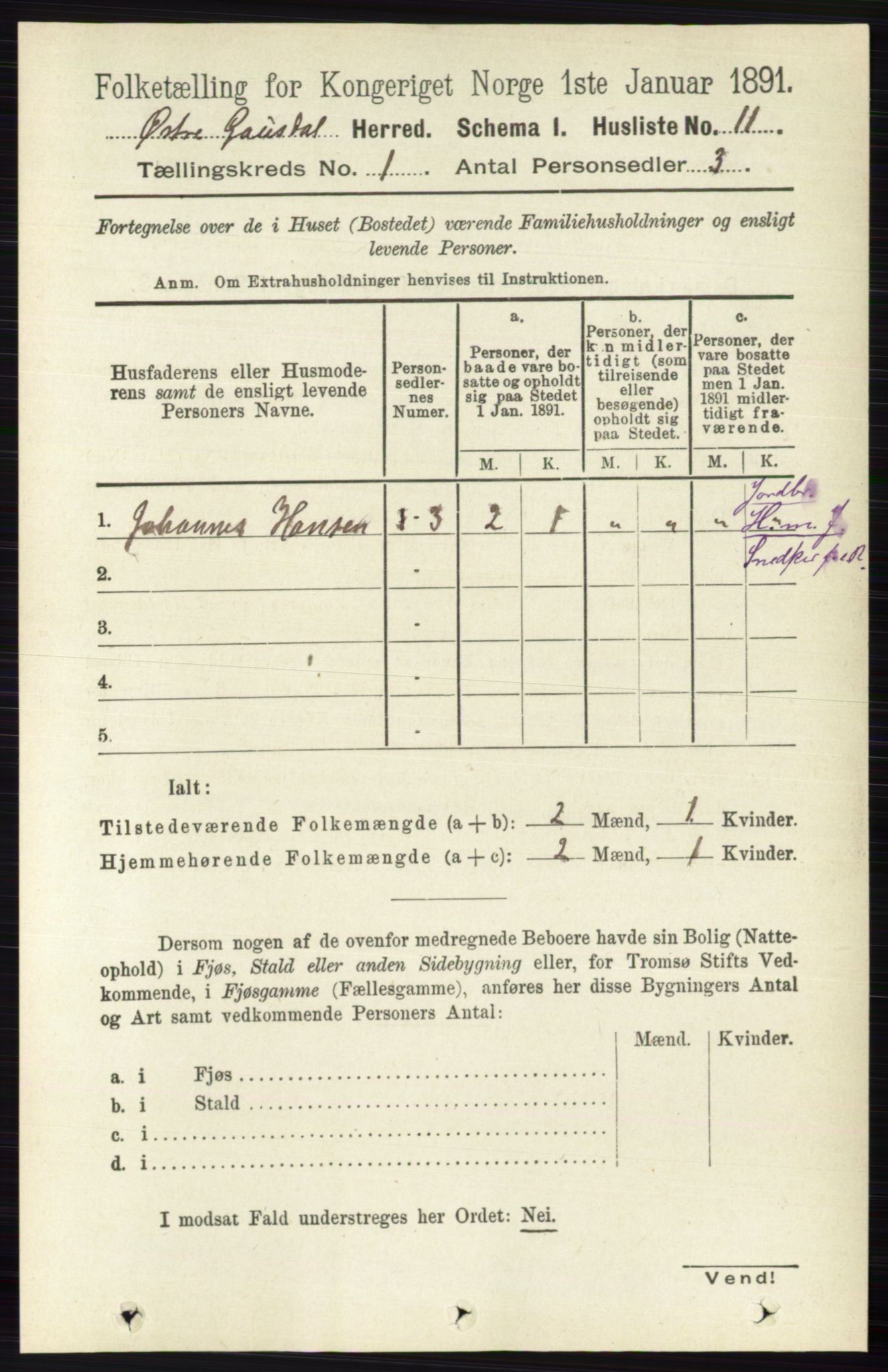 RA, 1891 census for 0522 Østre Gausdal, 1891, p. 32