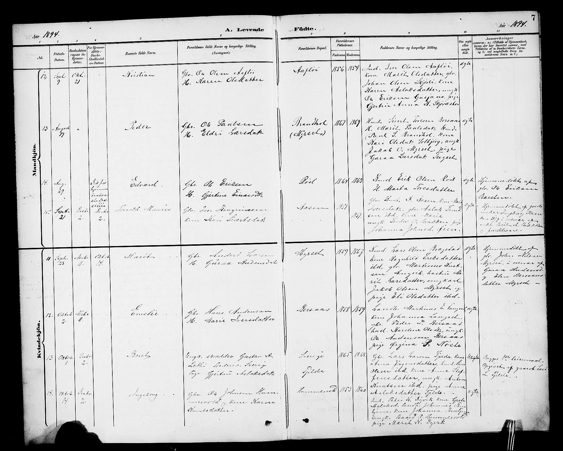 Ministerialprotokoller, klokkerbøker og fødselsregistre - Møre og Romsdal, AV/SAT-A-1454/551/L0632: Parish register (copy) no. 551C04, 1894-1920, p. 7