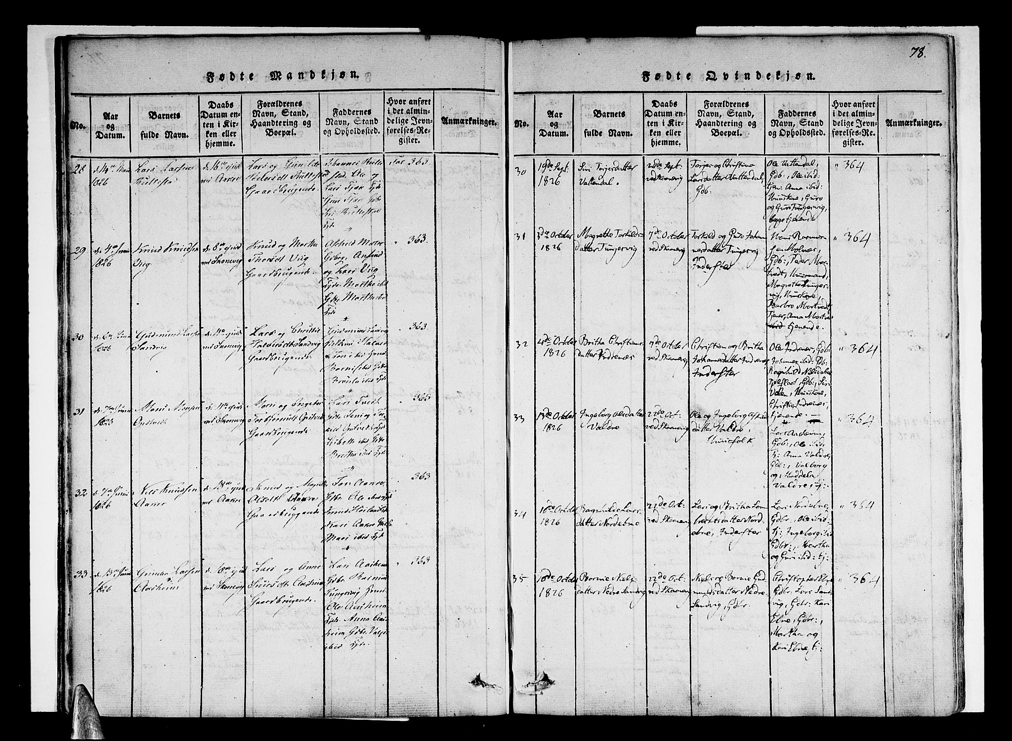 Skånevik sokneprestembete, AV/SAB-A-77801/H/Haa: Parish register (official) no. A 3, 1815-1828, p. 78