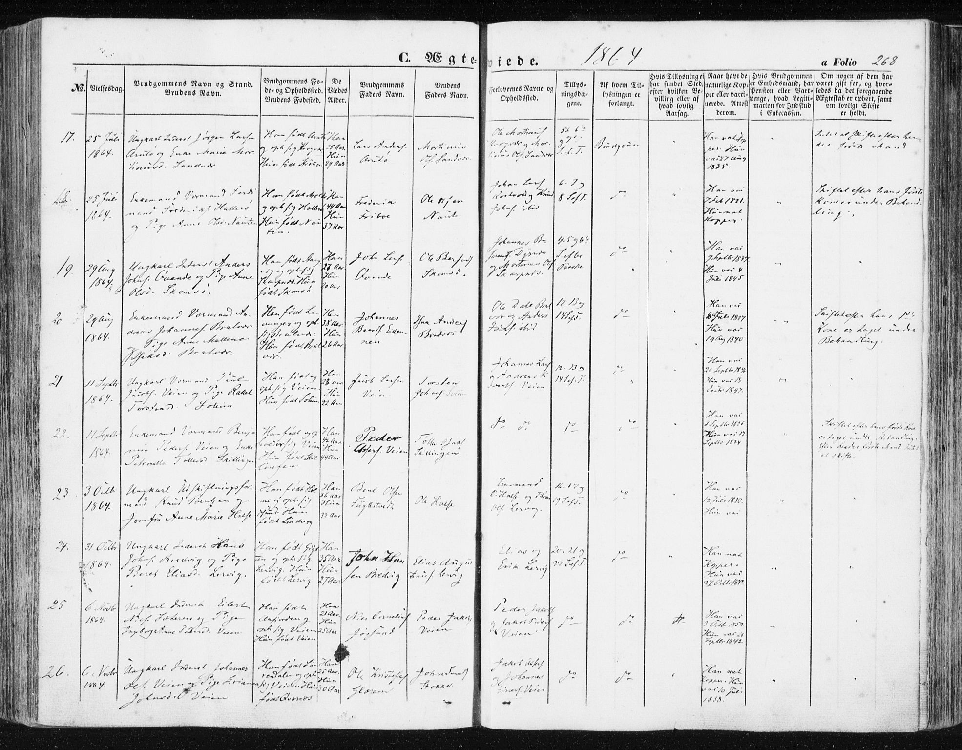 Ministerialprotokoller, klokkerbøker og fødselsregistre - Møre og Romsdal, AV/SAT-A-1454/581/L0937: Parish register (official) no. 581A05, 1853-1872, p. 268