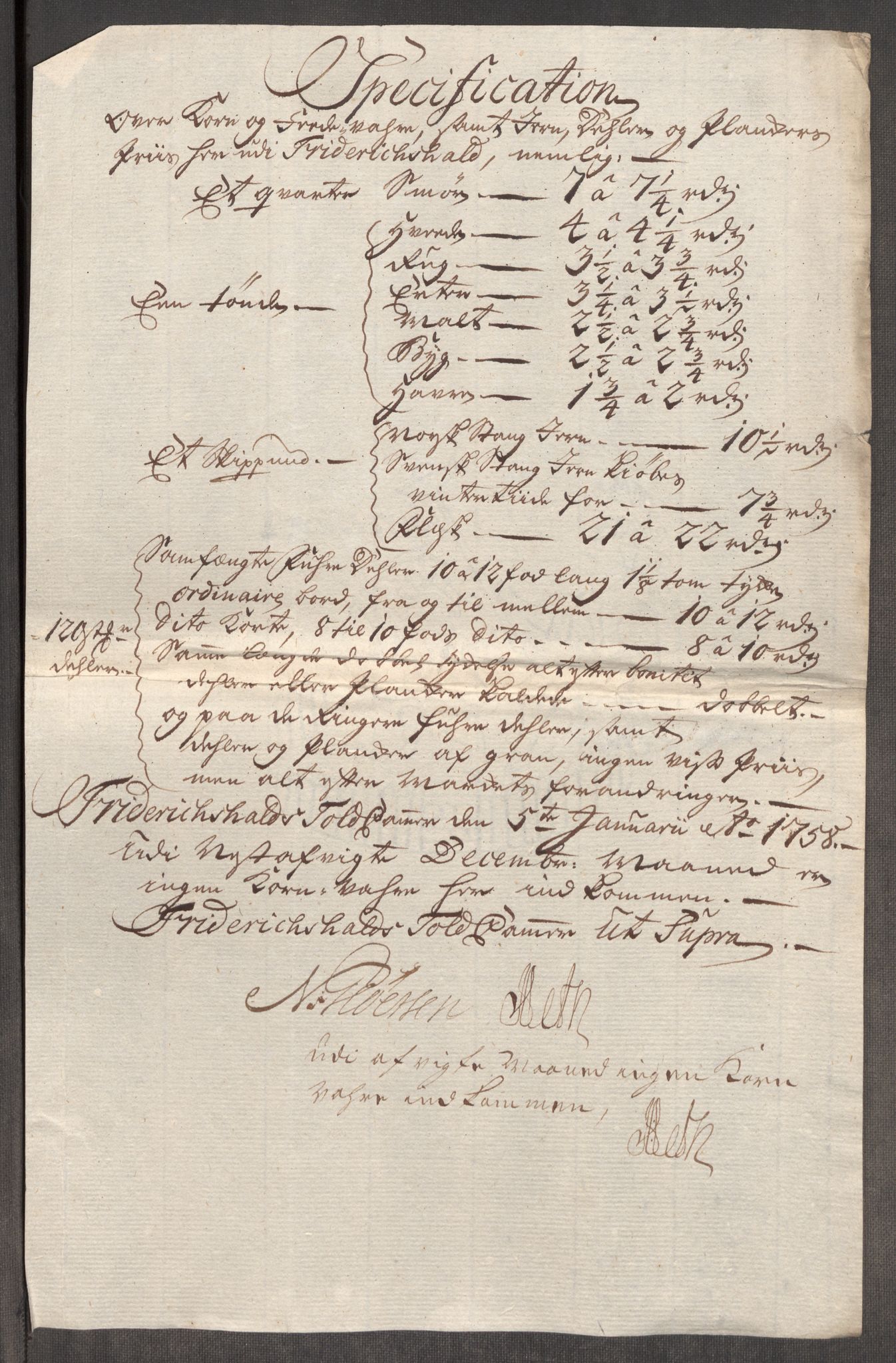 Rentekammeret inntil 1814, Realistisk ordnet avdeling, RA/EA-4070/Oe/L0006: [Ø1]: Priskuranter, 1758-1760, p. 32