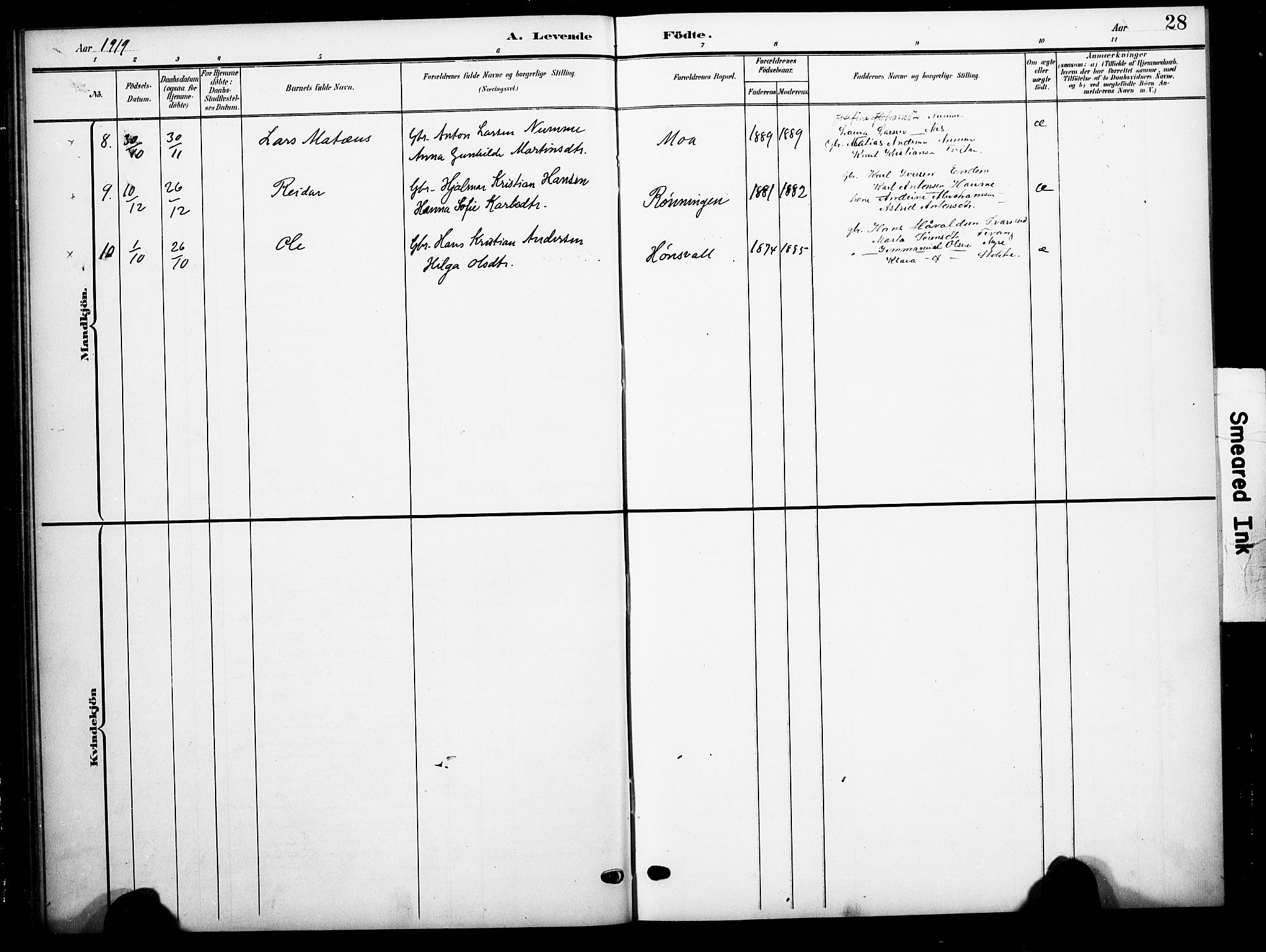 Andebu kirkebøker, AV/SAKO-A-336/G/Gc/L0001: Parish register (copy) no. III 1, 1901-1930, p. 28