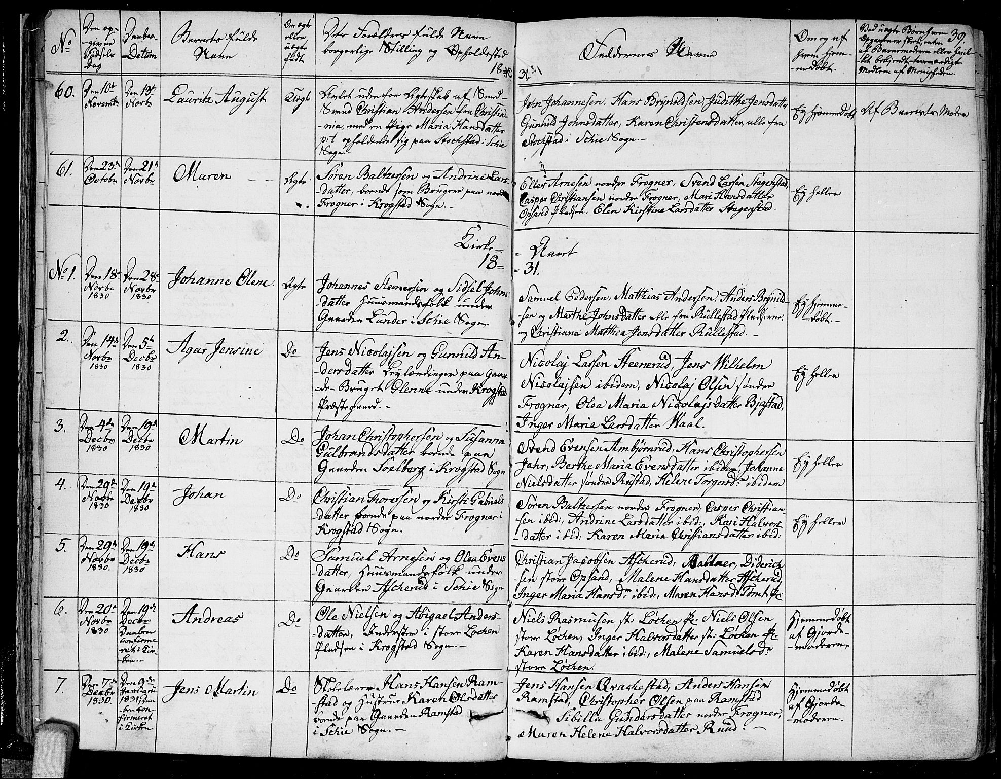 Kråkstad prestekontor Kirkebøker, SAO/A-10125a/F/Fa/L0004: Parish register (official) no. I 4, 1825-1837, p. 39