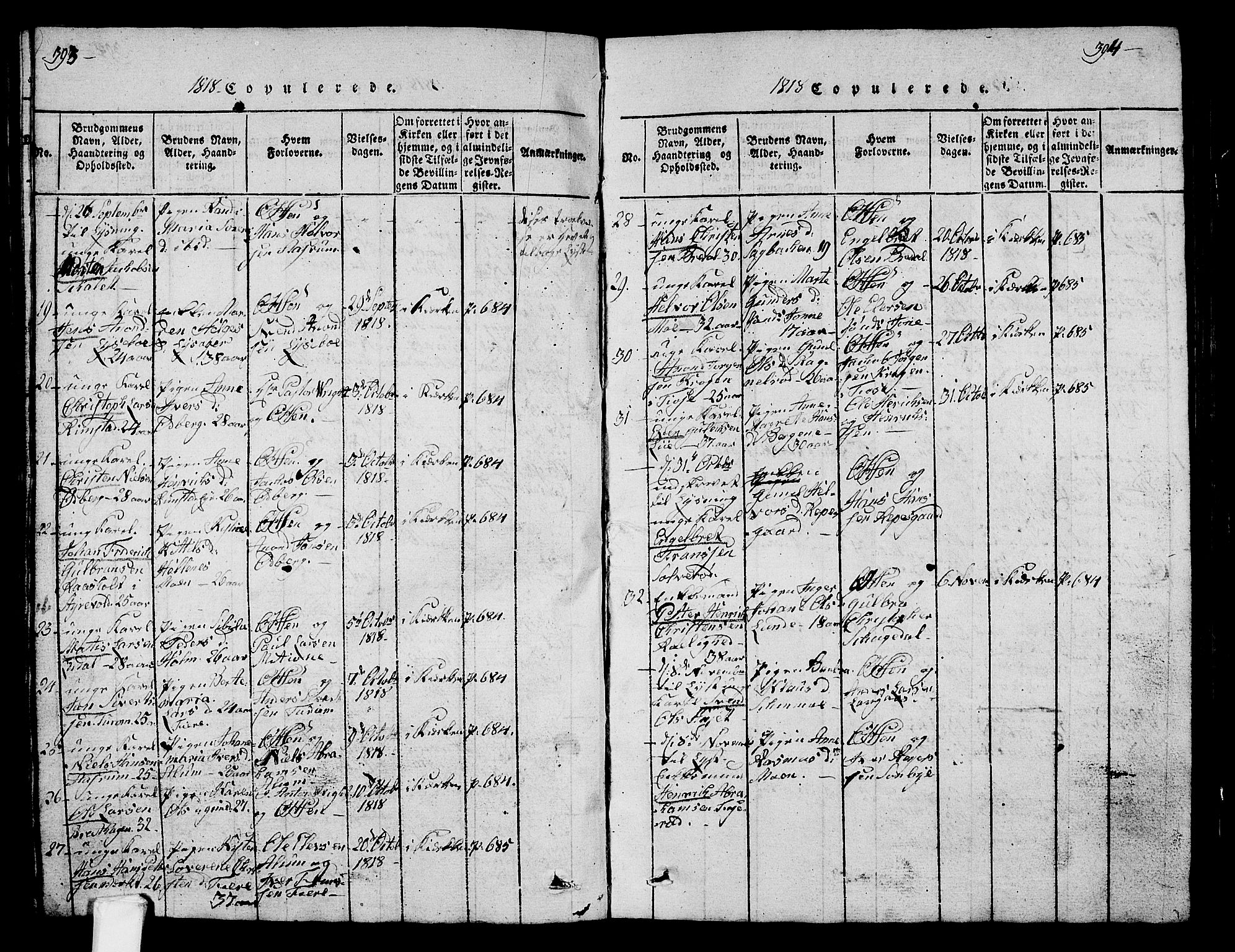 Hedrum kirkebøker, SAKO/A-344/G/Ga/L0003: Parish register (copy) no. I 3, 1817-1835, p. 393-394