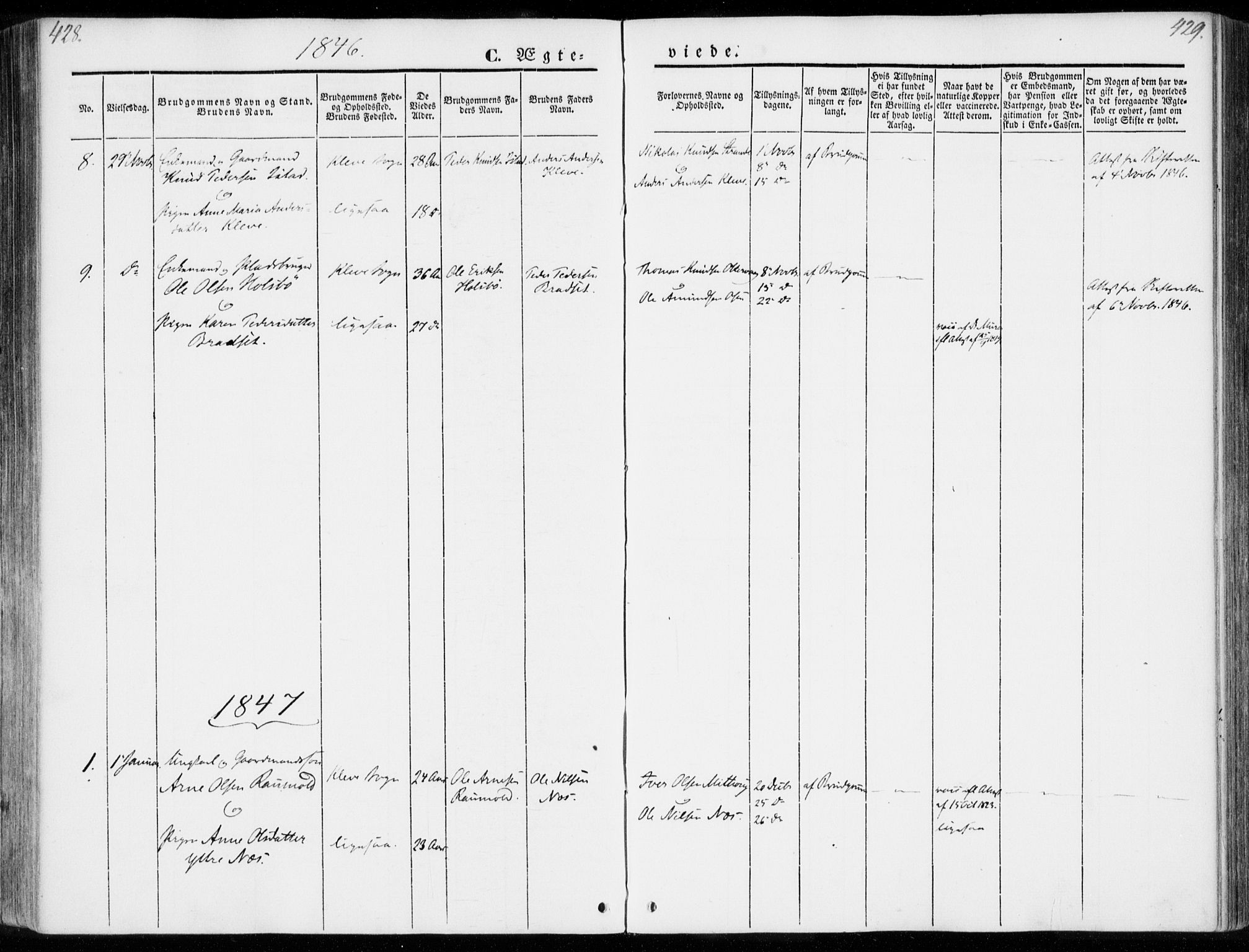 Ministerialprotokoller, klokkerbøker og fødselsregistre - Møre og Romsdal, AV/SAT-A-1454/557/L0680: Parish register (official) no. 557A02, 1843-1869, p. 428-429