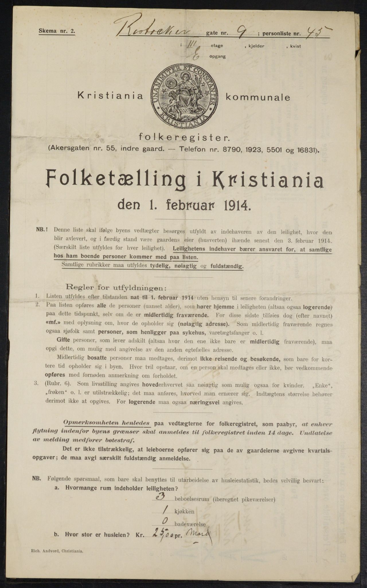 OBA, Municipal Census 1914 for Kristiania, 1914, p. 84482