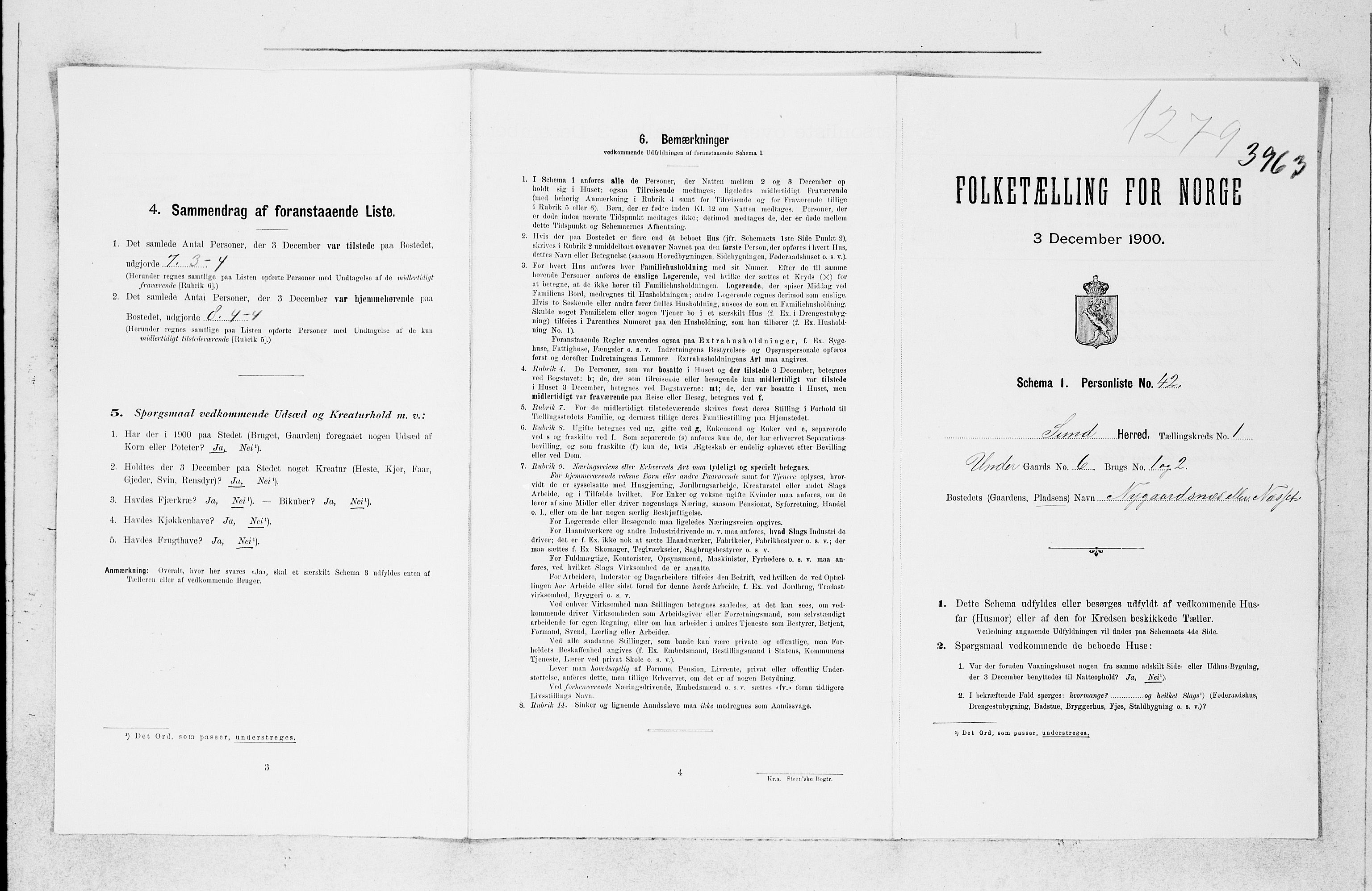 SAB, 1900 census for Sund, 1900, p. 20