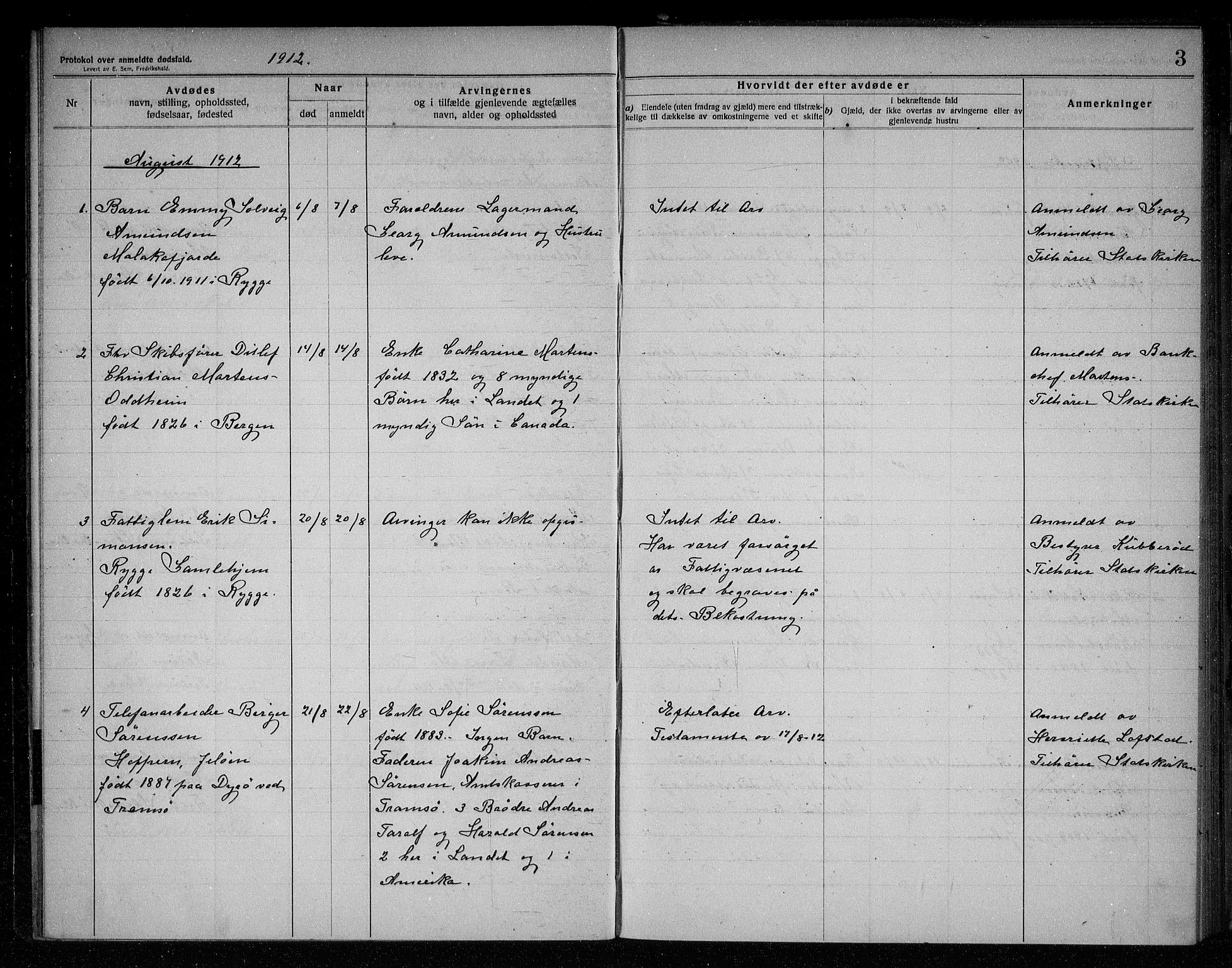 Rygge lensmannskontor, AV/SAO-A-10005/H/Ha/Haa/L0005: Dødsfallsprotokoll, 1912-1916, p. 3