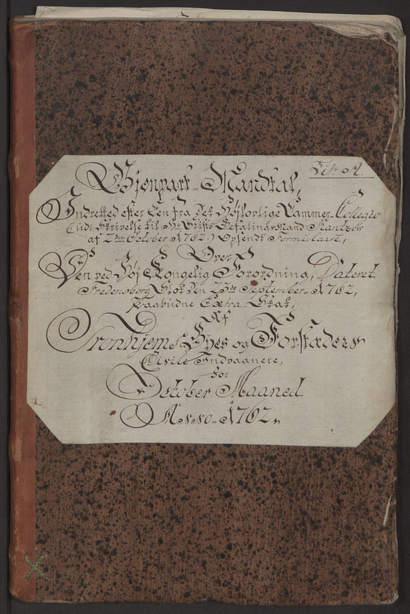 Rentekammeret inntil 1814, Reviderte regnskaper, Byregnskaper, RA/EA-4066/R/Rs/L0516/0001: [S9] Kontribusjonsregnskap / Ekstraskatt, 1762-1767, p. 10