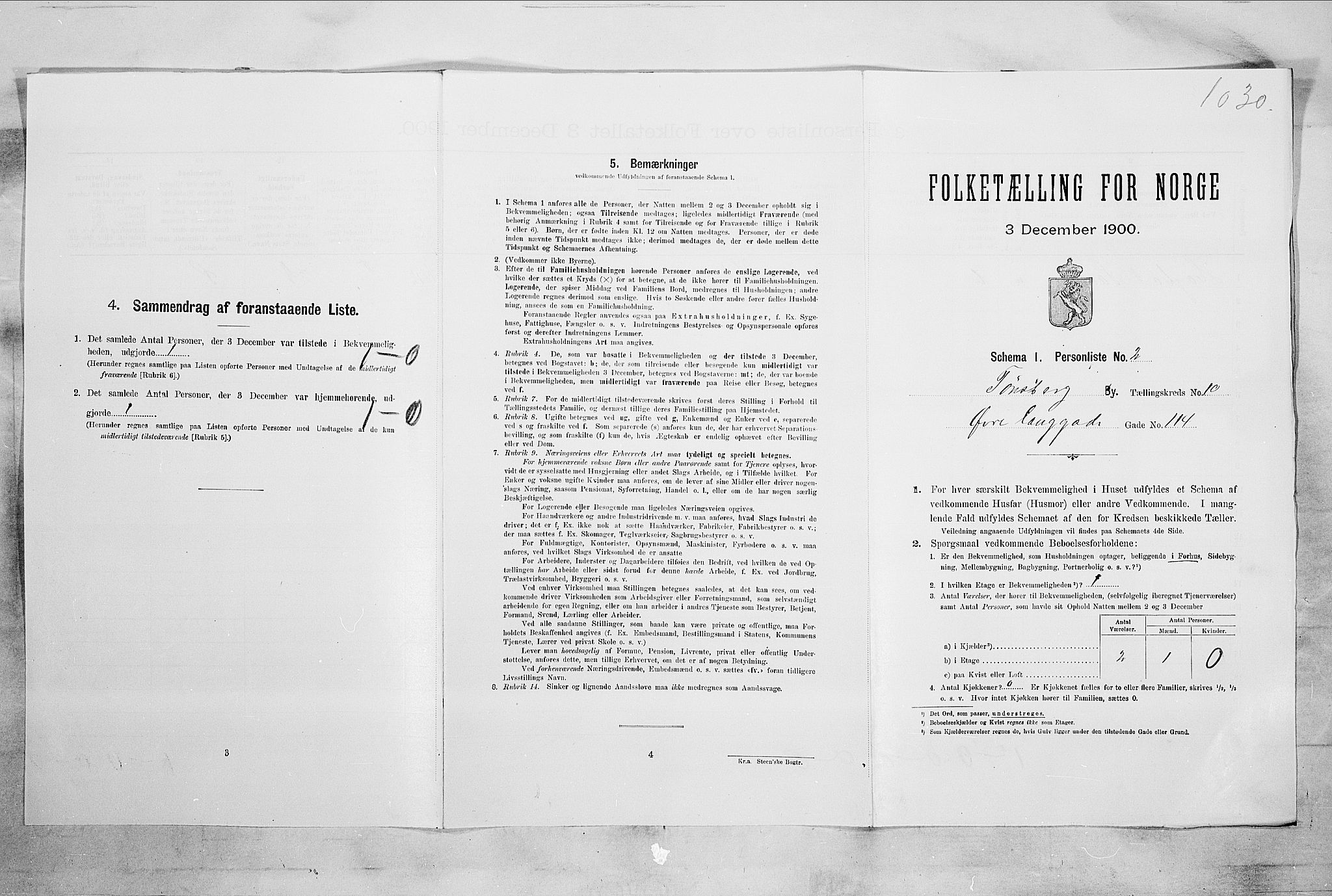 RA, 1900 census for Tønsberg, 1900, p. 1406