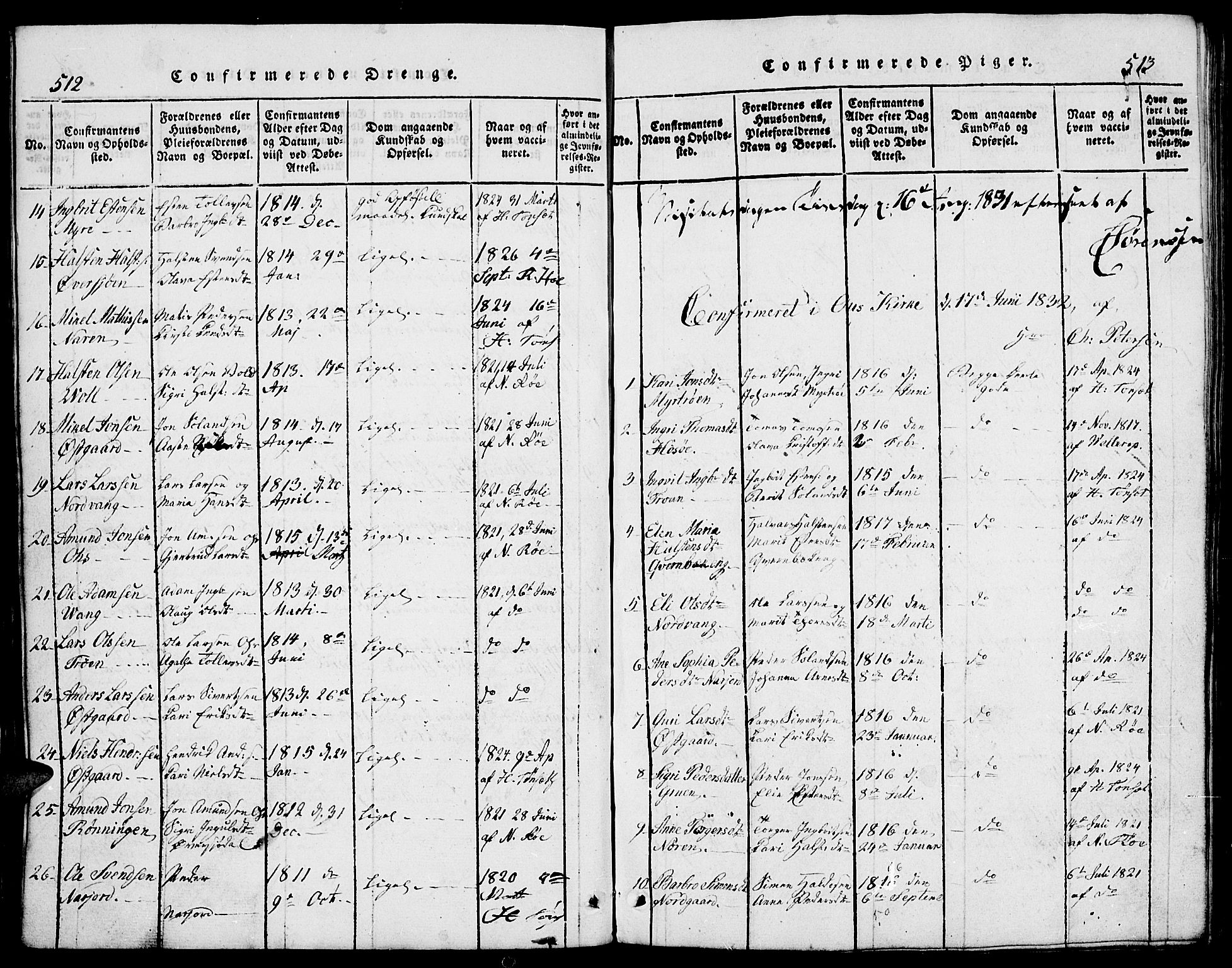 Tolga prestekontor, AV/SAH-PREST-062/L/L0002: Parish register (copy) no. 2, 1815-1844, p. 512-513