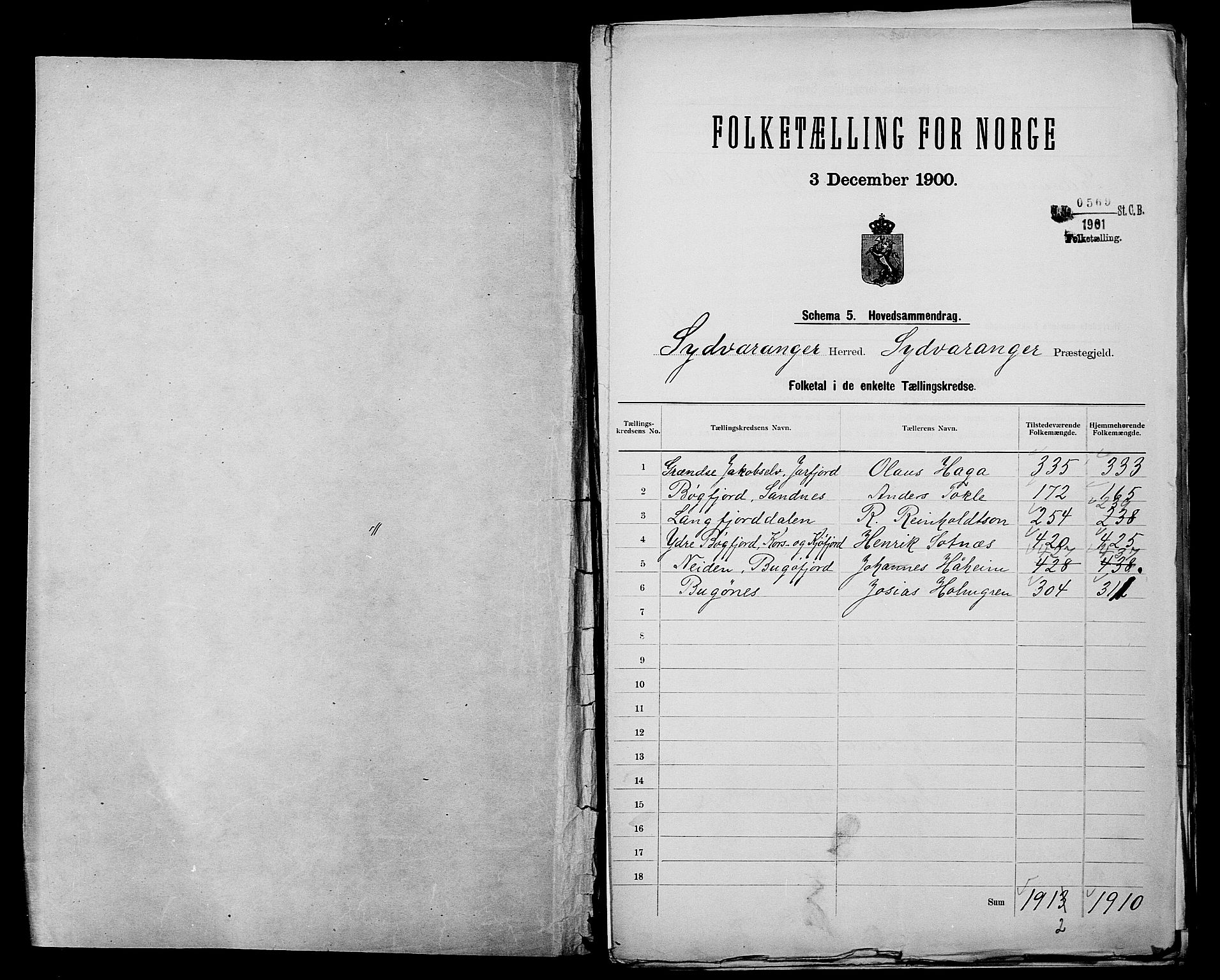 SATØ, 1900 census for Sør-Varanger, 1900, p. 2