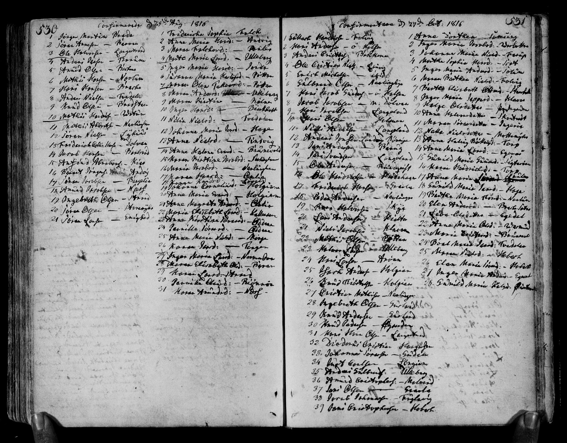 Brunlanes kirkebøker, SAKO/A-342/F/Fa/L0002: Parish register (official) no. I 2, 1802-1834, p. 530-531