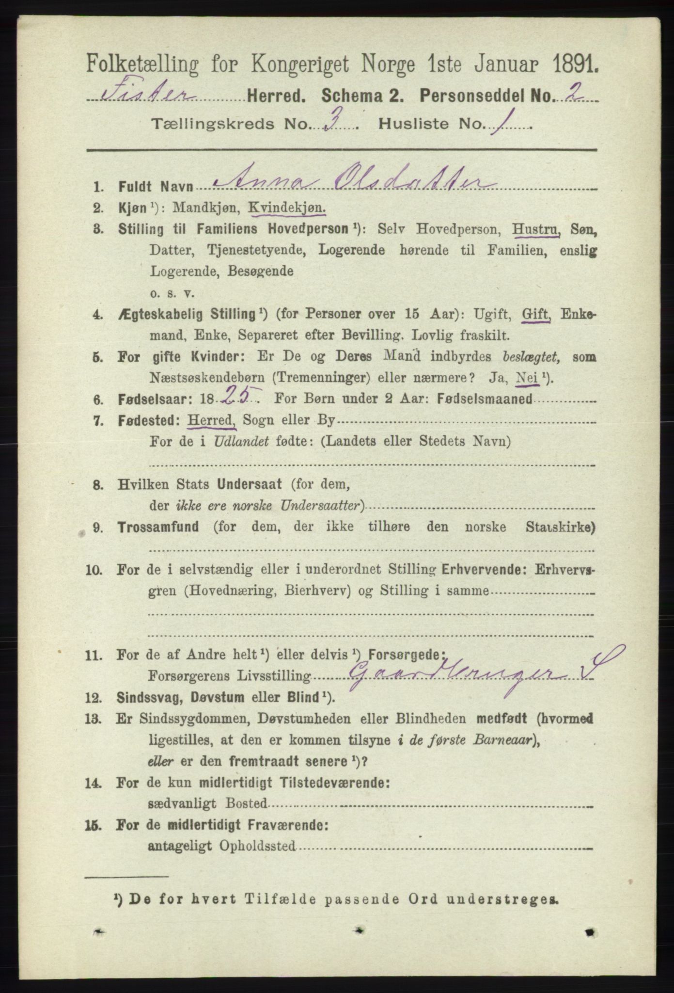 RA, 1891 census for 1132 Fister, 1891, p. 524