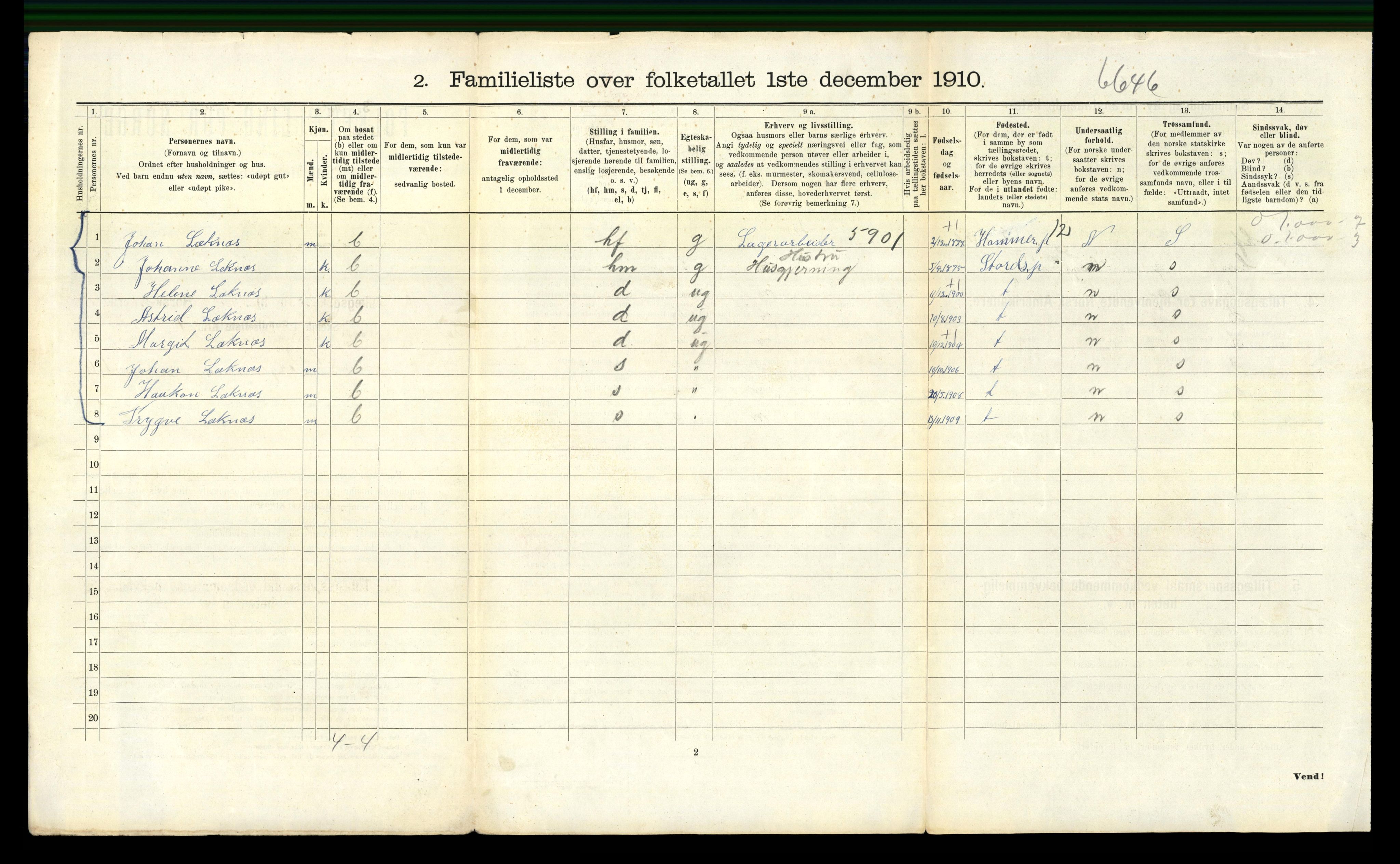 RA, 1910 census for Bergen, 1910, p. 40158