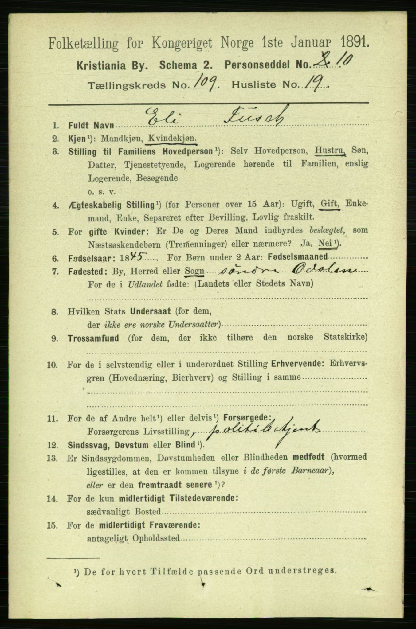 RA, 1891 census for 0301 Kristiania, 1891, p. 57052