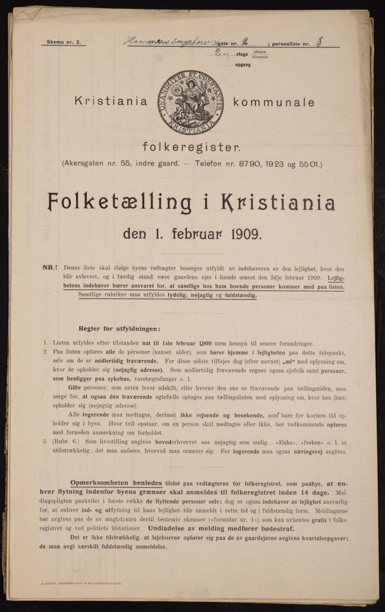 OBA, Municipal Census 1909 for Kristiania, 1909, p. 31163