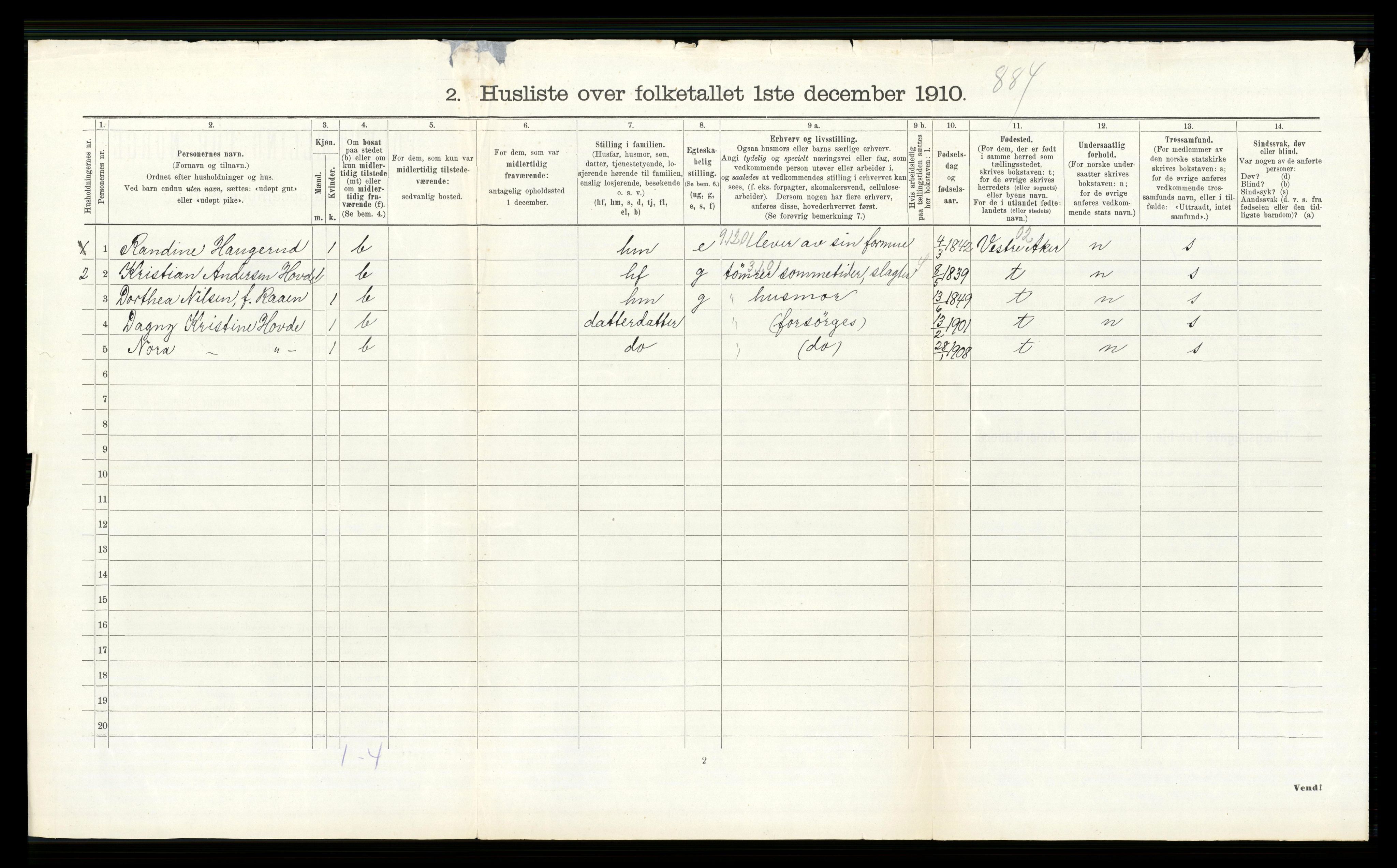 RA, 1910 census for Modum, 1910, p. 543