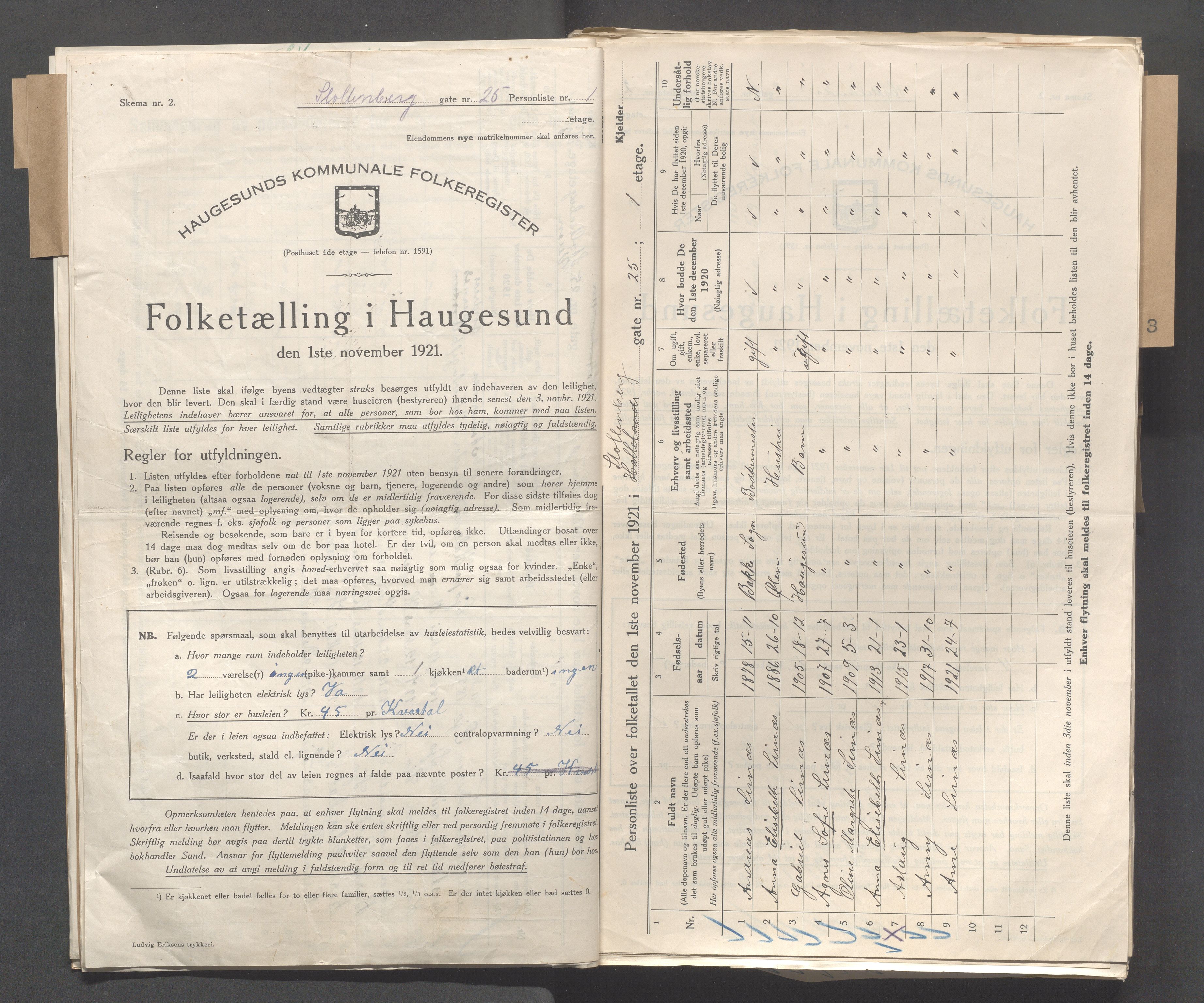 IKAR, Local census 1.11.1921 for Haugesund, 1921, p. 7051