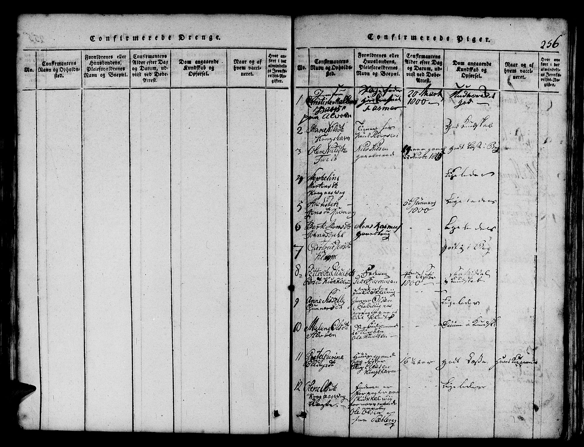 Askøy Sokneprestembete, SAB/A-74101/H/Ha/Haa/Haaa/L0003: Parish register (official) no. A 3, 1815-1825, p. 256