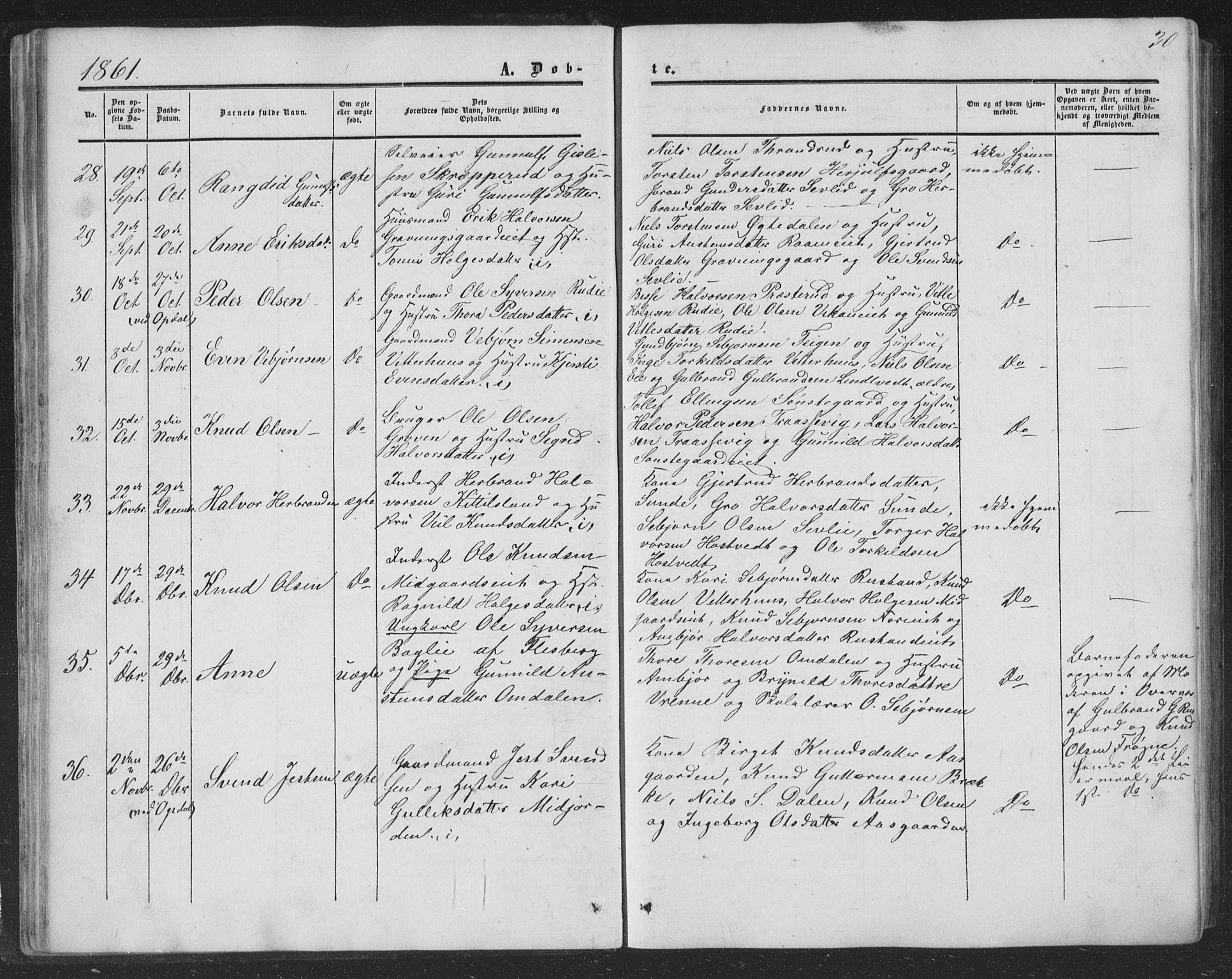 Nore kirkebøker, AV/SAKO-A-238/F/Fa/L0002: Parish register (official) no. I 2, 1856-1871, p. 30