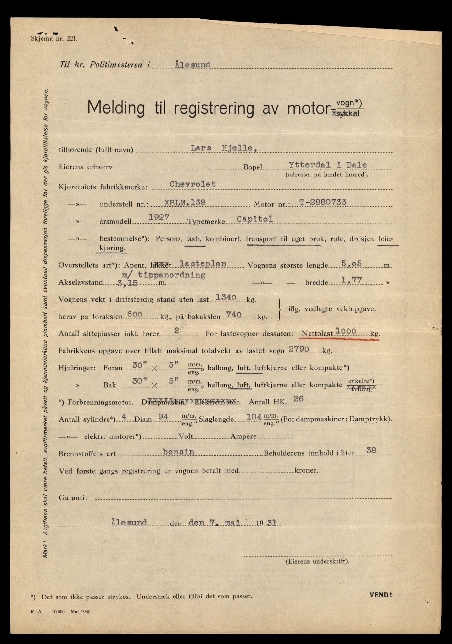 Møre og Romsdal vegkontor - Ålesund trafikkstasjon, AV/SAT-A-4099/F/Fe/L0012: Registreringskort for kjøretøy T 1290 - T 1450, 1927-1998, p. 2700