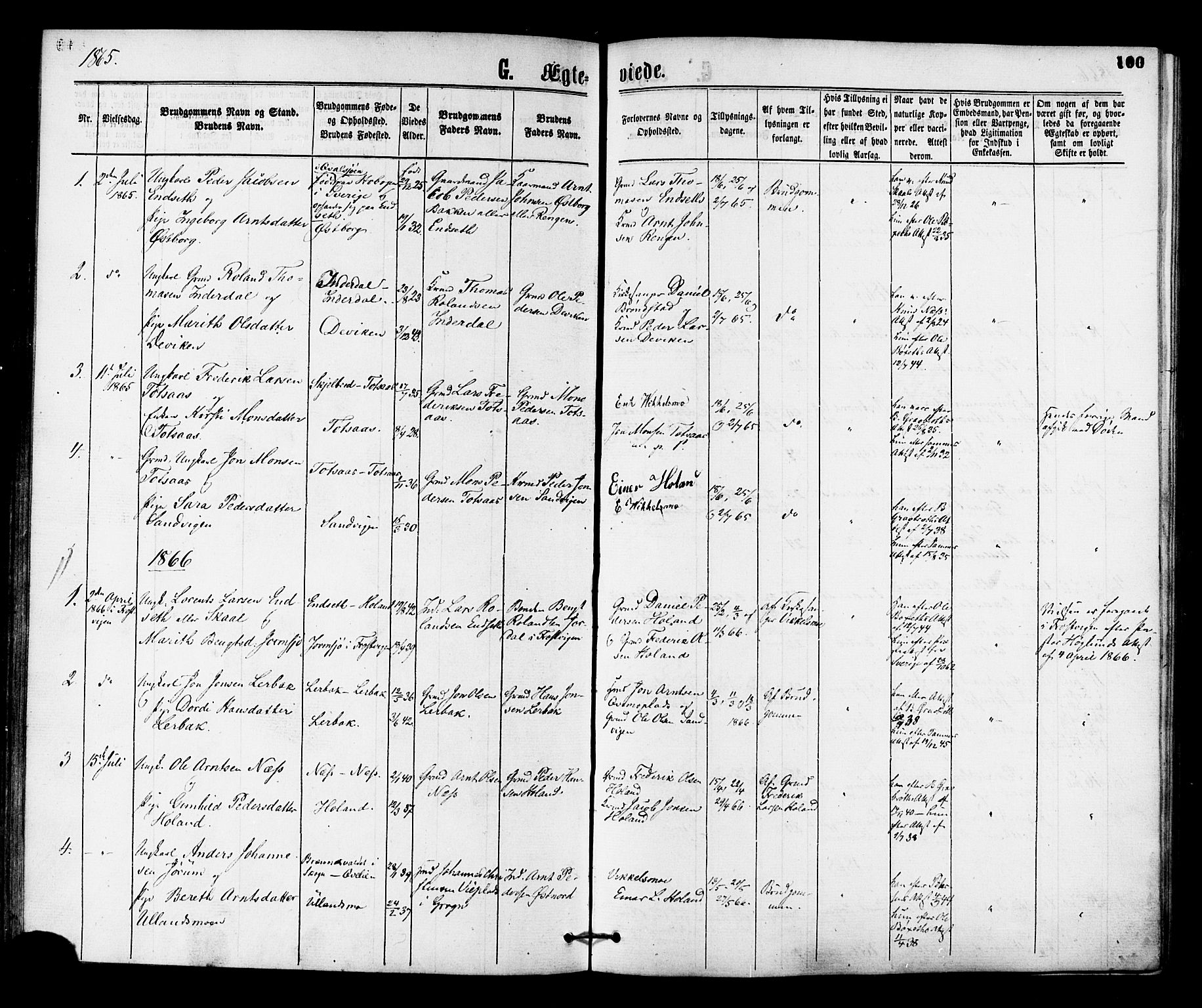 Ministerialprotokoller, klokkerbøker og fødselsregistre - Nord-Trøndelag, SAT/A-1458/755/L0493: Parish register (official) no. 755A02, 1865-1881, p. 100