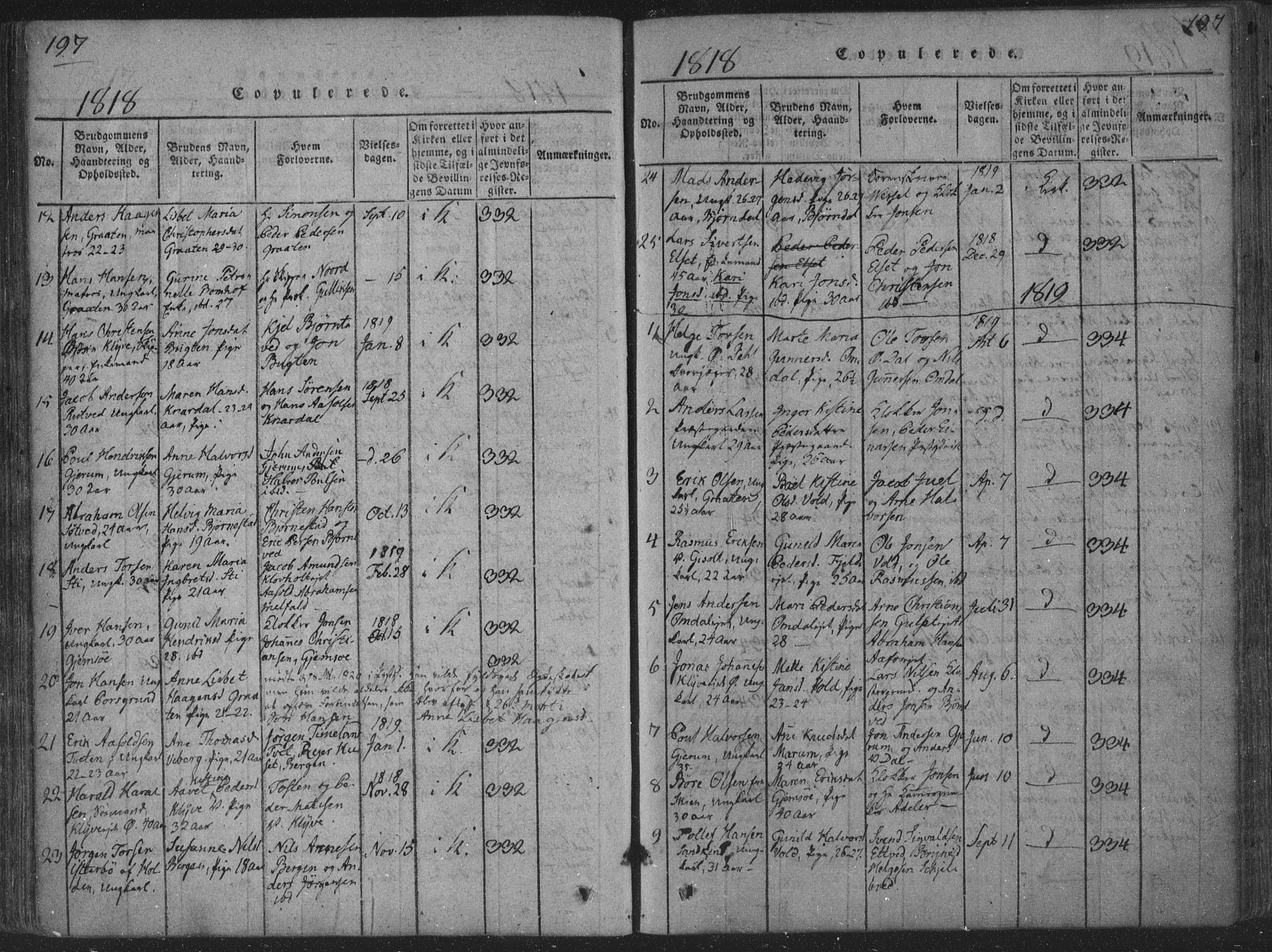 Solum kirkebøker, SAKO/A-306/F/Fa/L0004: Parish register (official) no. I 4, 1814-1833, p. 197
