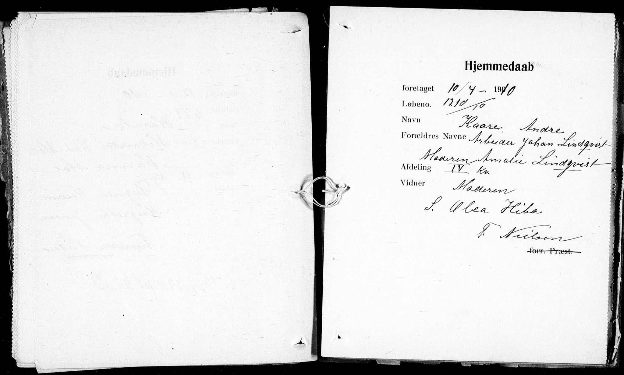 Ullevål sykehus prestekontor Kirkebøker, AV/SAO-A-10542a/K/Ka/L0002: Baptism register no. 2, 1907-1924