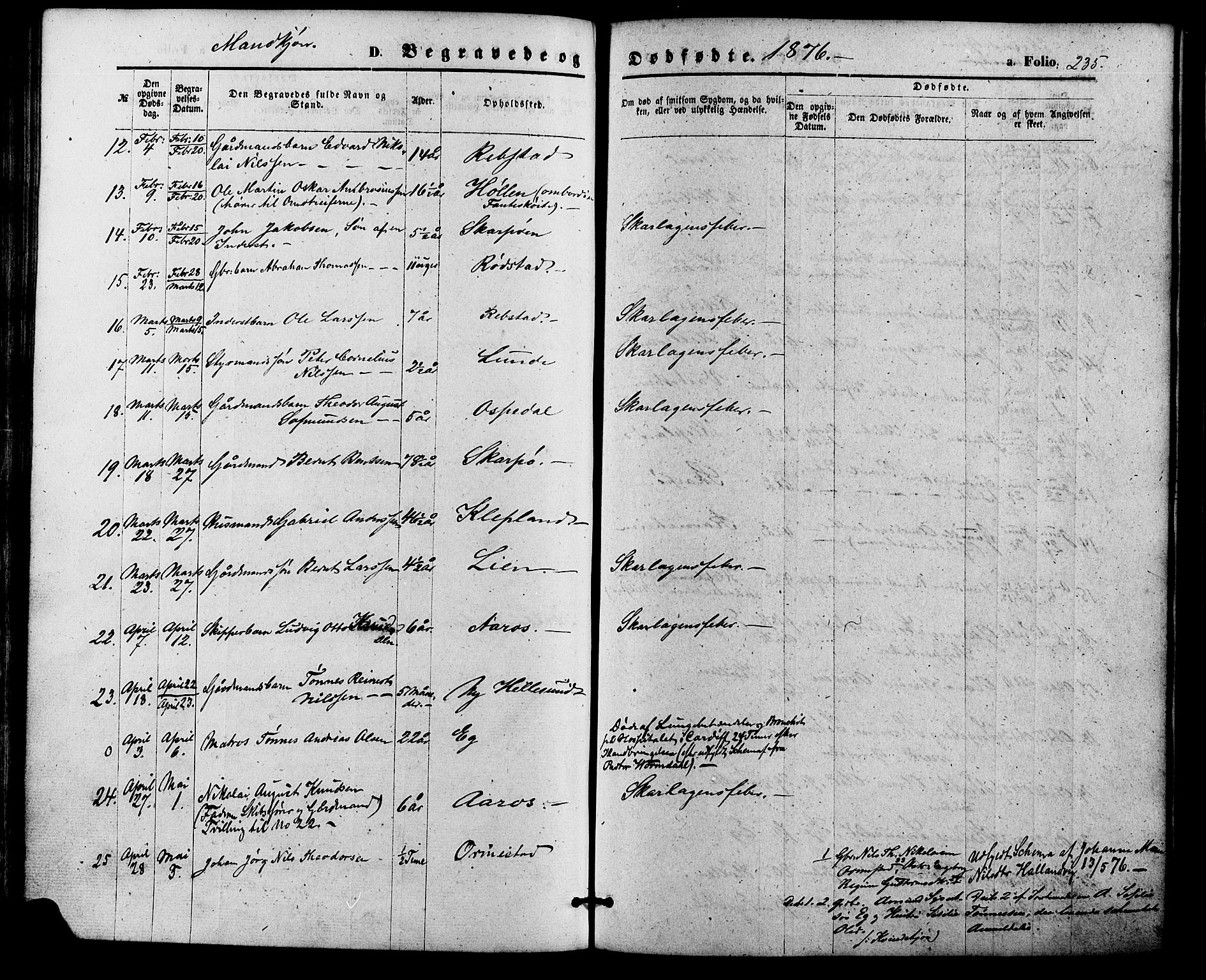 Søgne sokneprestkontor, SAK/1111-0037/F/Fa/Fab/L0011: Parish register (official) no. A 11, 1869-1879, p. 235