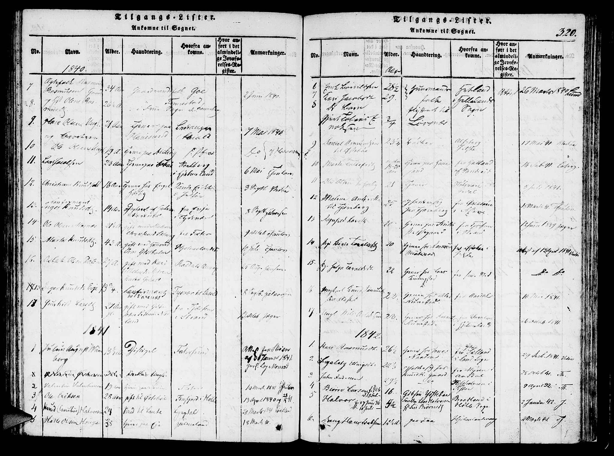Finnøy sokneprestkontor, SAST/A-101825/H/Ha/Haa/L0006: Parish register (official) no. A 6, 1816-1846, p. 320