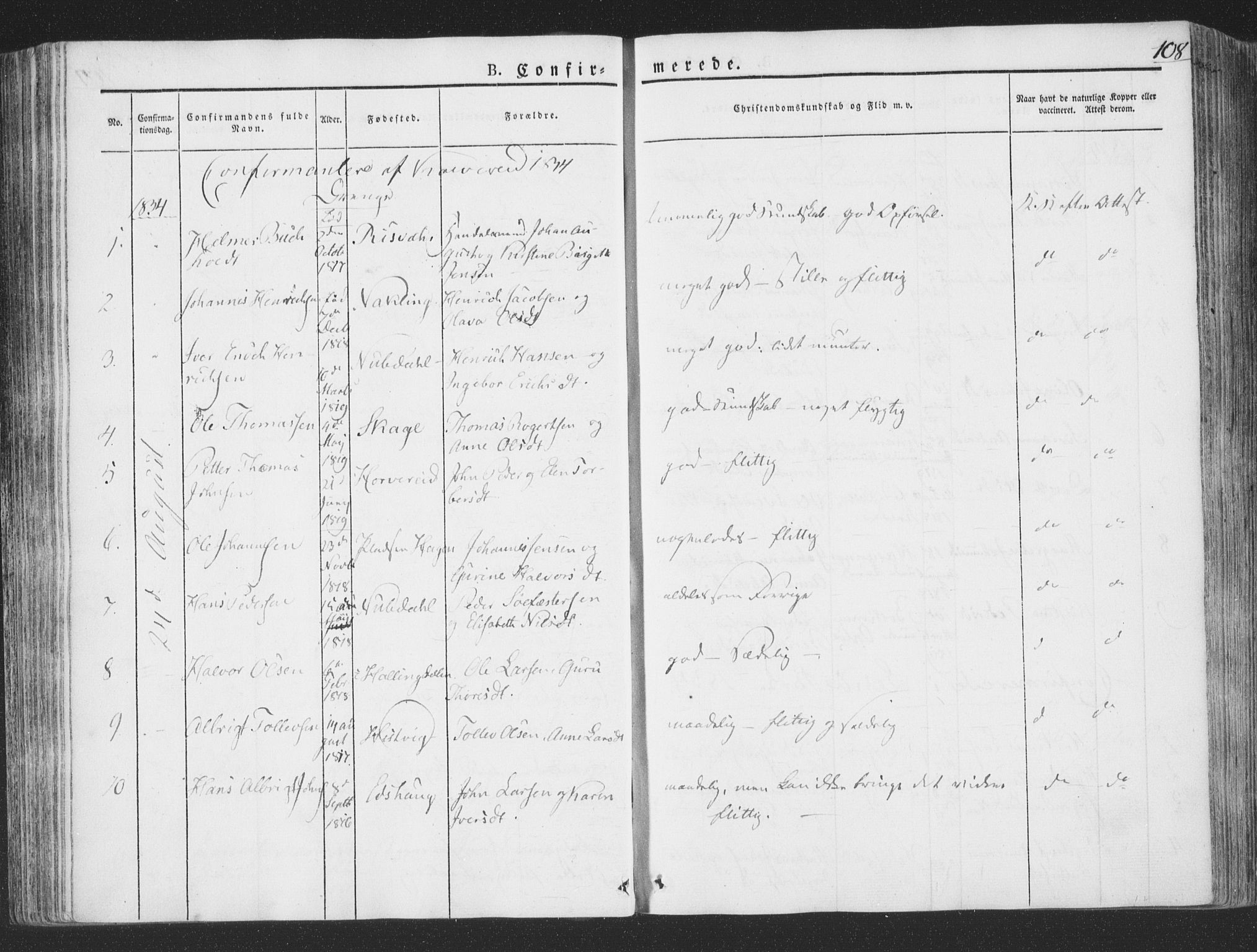 Ministerialprotokoller, klokkerbøker og fødselsregistre - Nord-Trøndelag, SAT/A-1458/780/L0639: Parish register (official) no. 780A04, 1830-1844, p. 108
