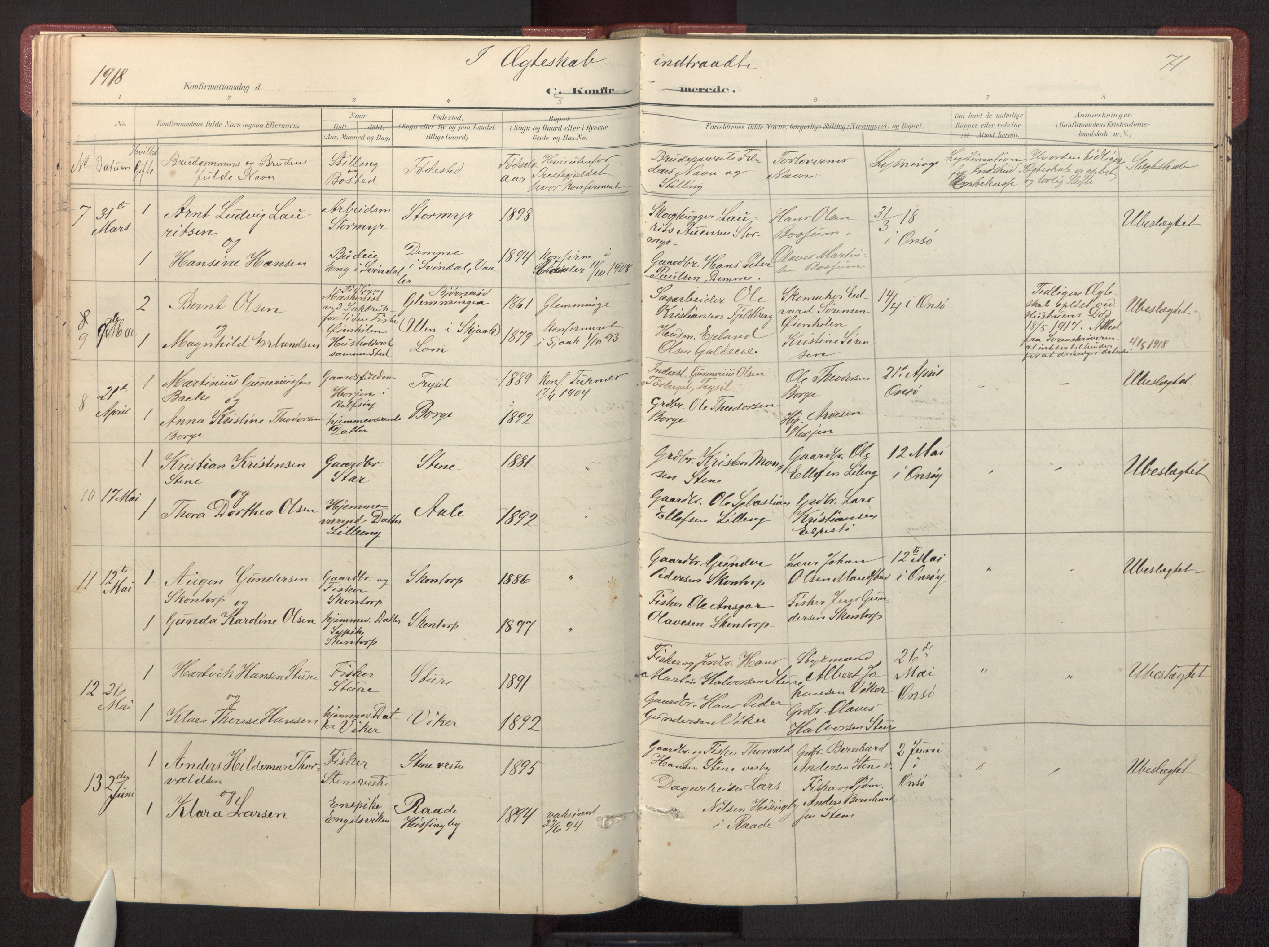 Onsøy prestekontor Kirkebøker, AV/SAO-A-10914/F/Fa/L0007: Parish register (official) no. I 7, 1893-1925, p. 71