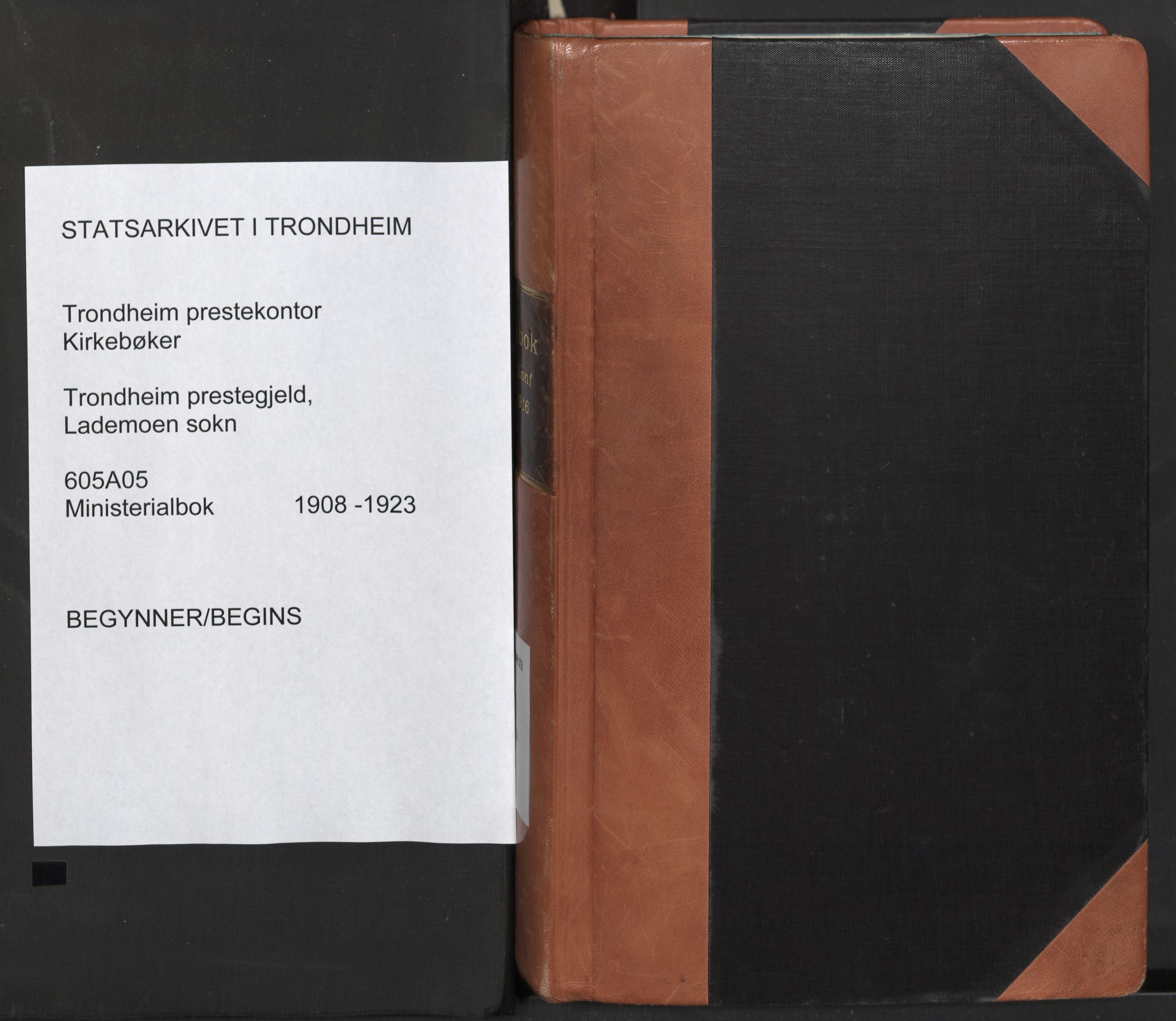 Ministerialprotokoller, klokkerbøker og fødselsregistre - Sør-Trøndelag, SAT/A-1456/605/L0243: Parish register (official) no. 605A05, 1908-1923