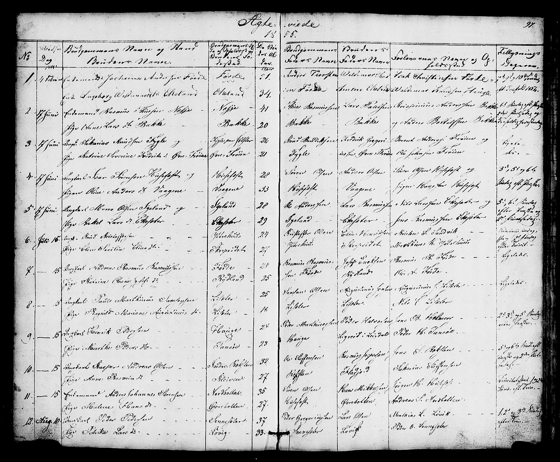 Bremanger sokneprestembete, SAB/A-82201/H/Hab/Haba/L0001: Parish register (copy) no. A 1, 1853-1865, p. 97