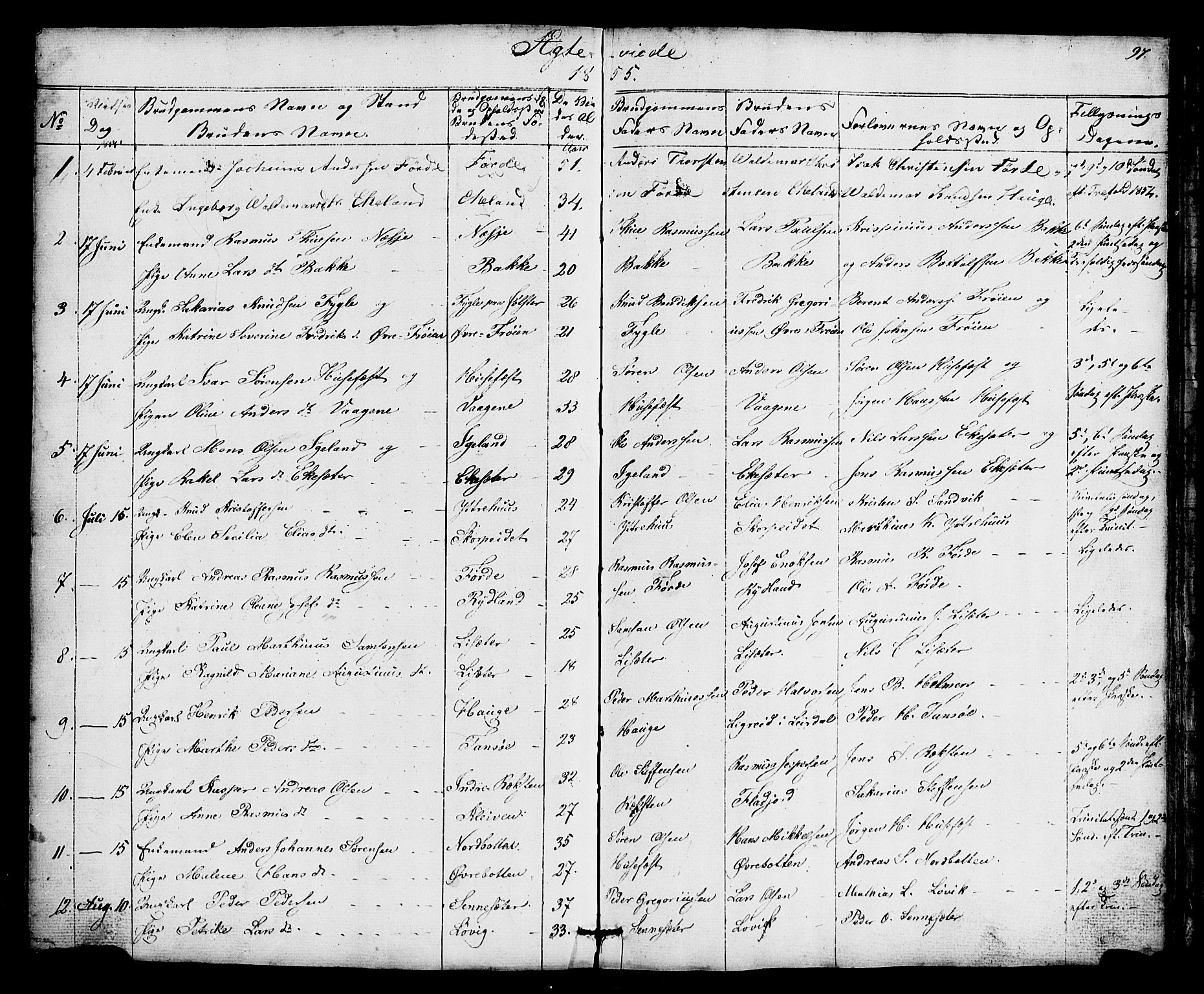 Bremanger sokneprestembete, AV/SAB-A-82201/H/Hab/Haba/L0001: Parish register (copy) no. A 1, 1853-1865, p. 97