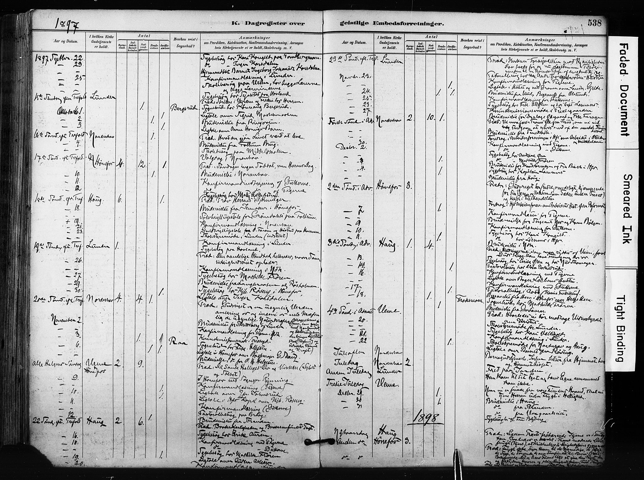 Norderhov kirkebøker, AV/SAKO-A-237/F/Fa/L0016: Parish register (official) no. 16, 1885-1902, p. 538