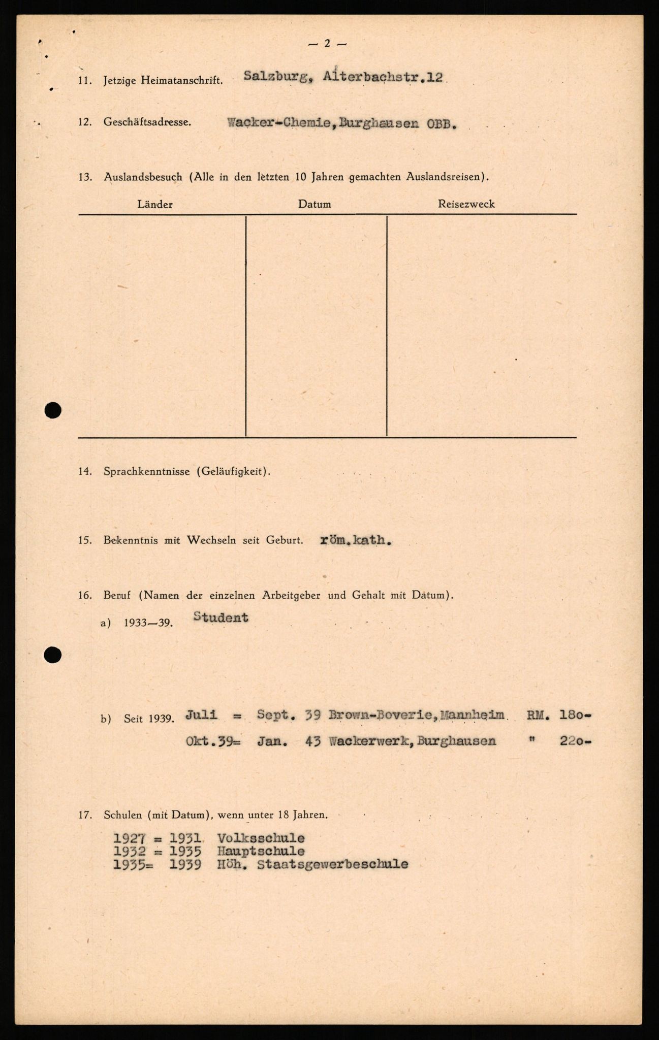 Forsvaret, Forsvarets overkommando II, AV/RA-RAFA-3915/D/Db/L0038: CI Questionaires. Tyske okkupasjonsstyrker i Norge. Østerrikere., 1945-1946, p. 20