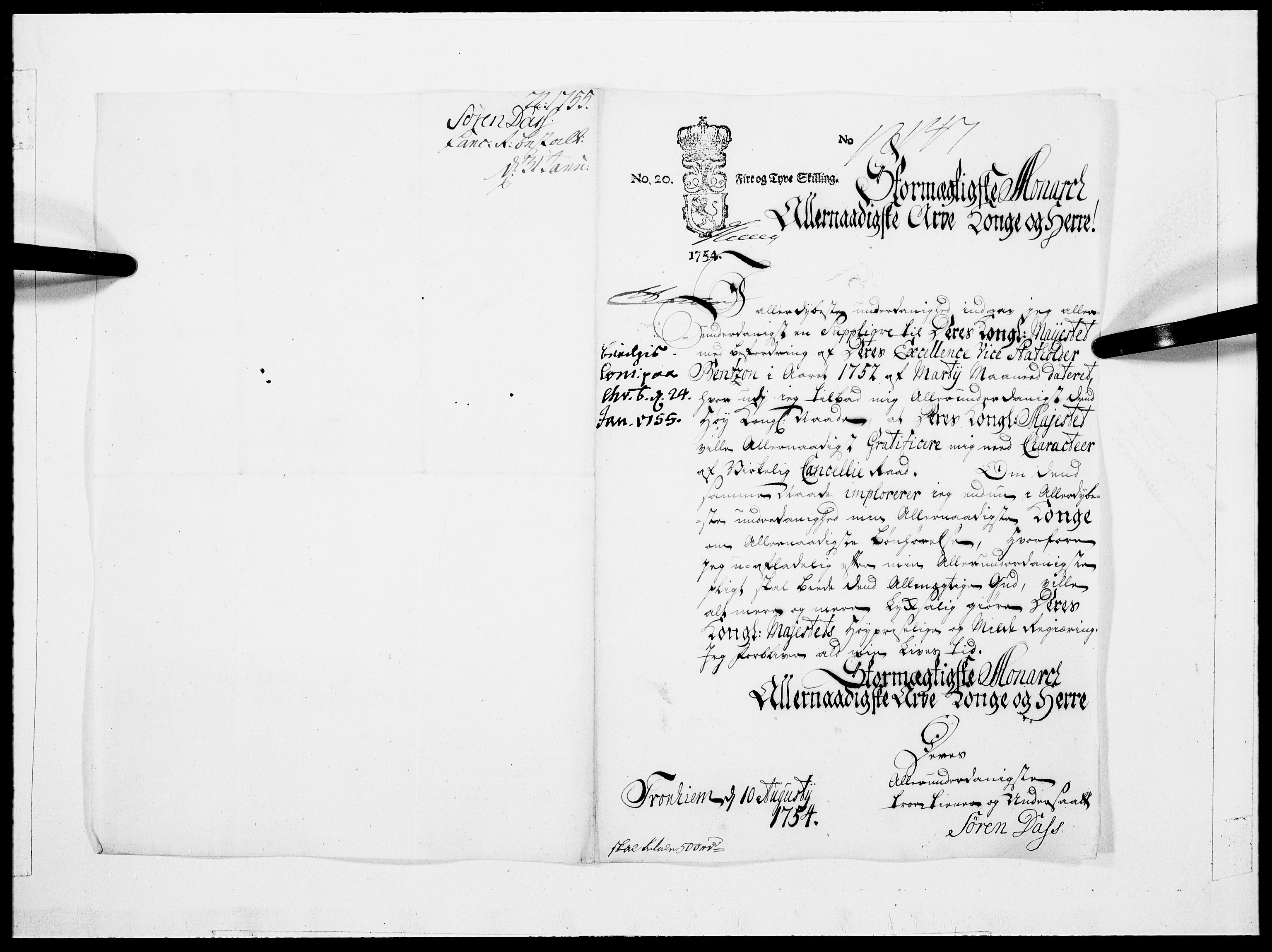Danske Kanselli 1572-1799, AV/RA-EA-3023/F/Fc/Fcc/Fcca/L0168: Norske innlegg 1572-1799, 1755, p. 98