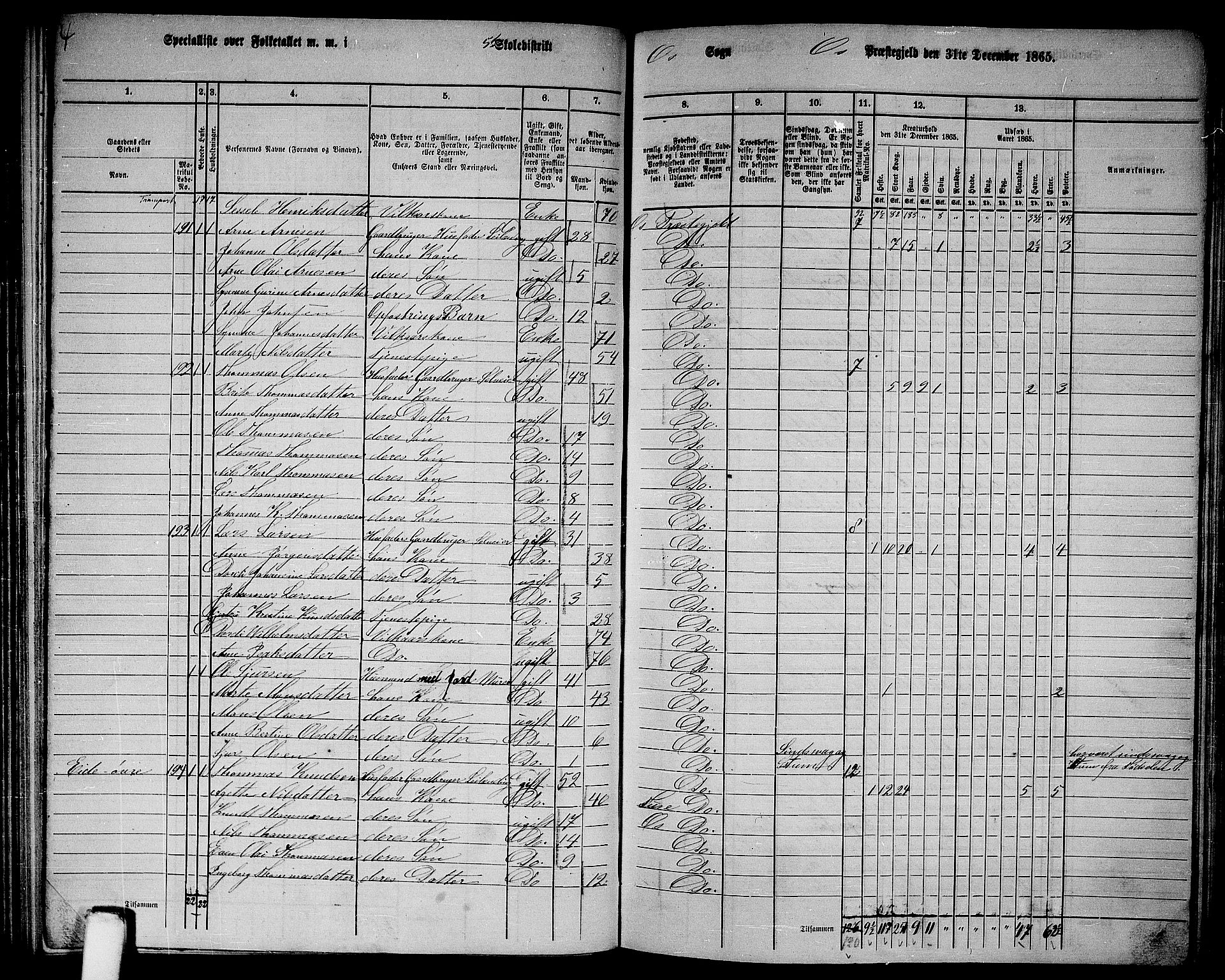 RA, 1865 census for Os, 1865, p. 90