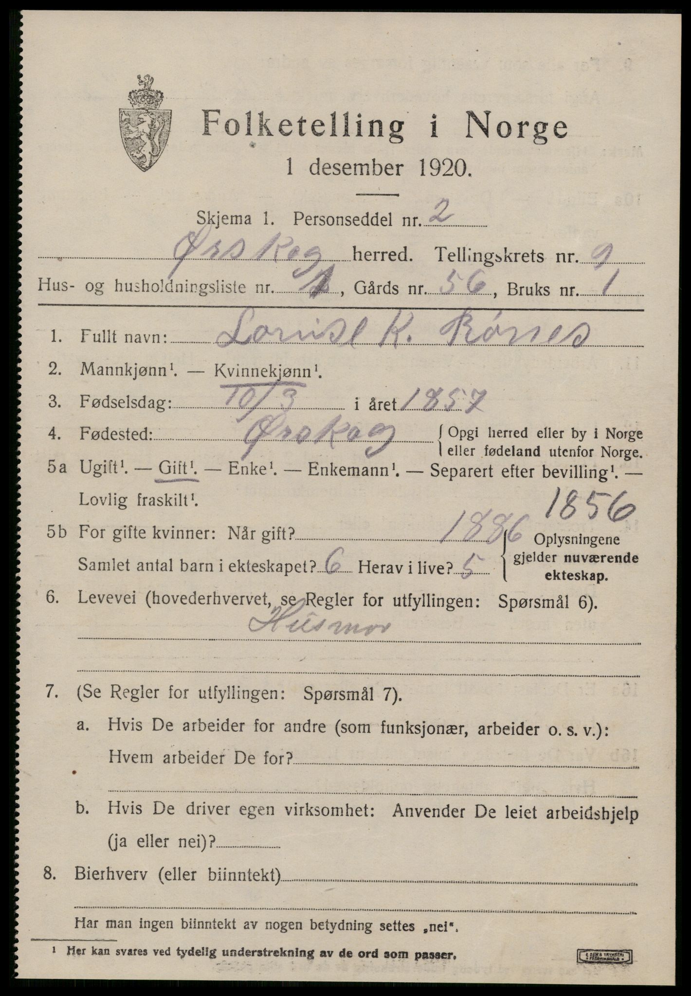 SAT, 1920 census for Ørskog, 1920, p. 4434