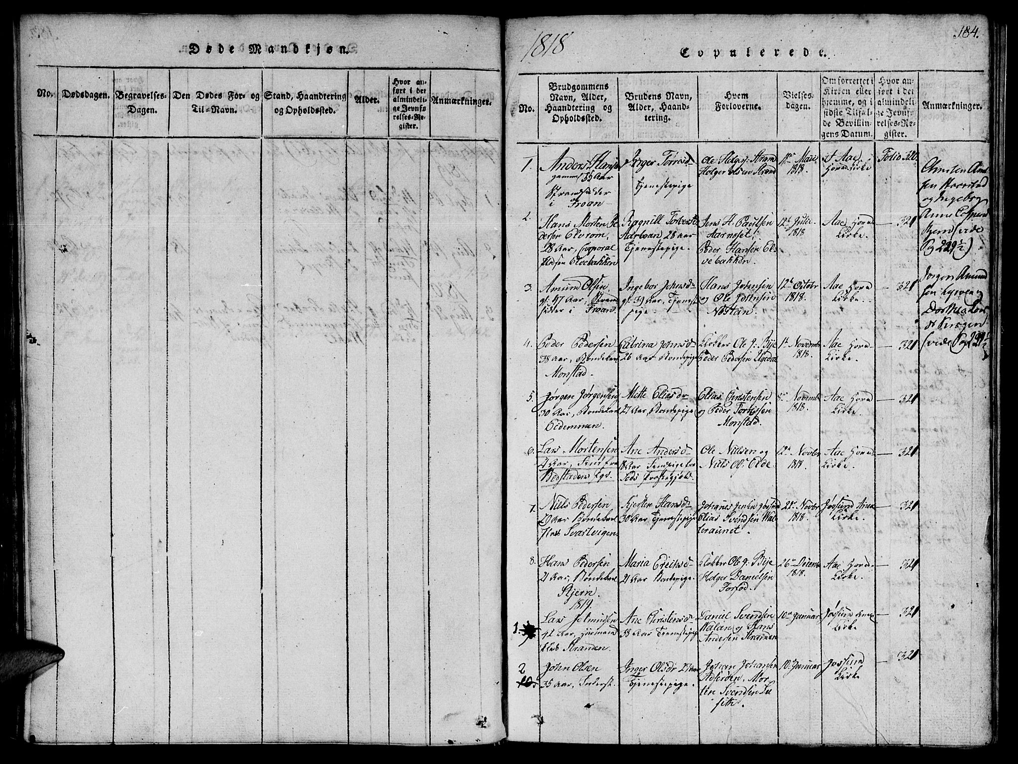 Ministerialprotokoller, klokkerbøker og fødselsregistre - Sør-Trøndelag, SAT/A-1456/655/L0675: Parish register (official) no. 655A04, 1818-1830, p. 184