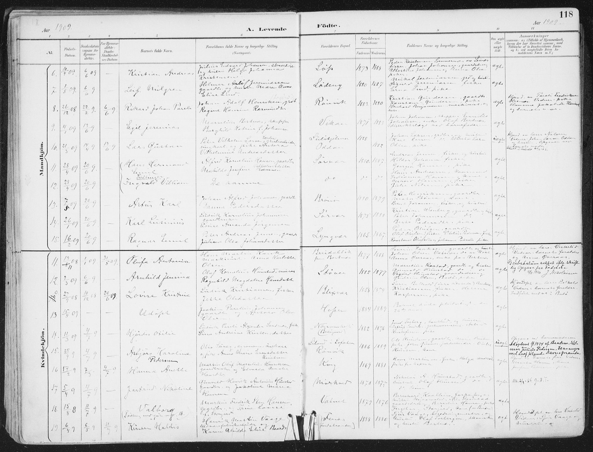 Ministerialprotokoller, klokkerbøker og fødselsregistre - Nordland, AV/SAT-A-1459/802/L0055: Parish register (official) no. 802A02, 1894-1915, p. 118