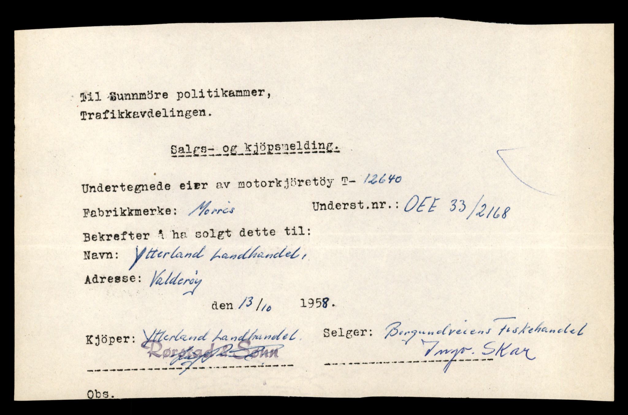 Møre og Romsdal vegkontor - Ålesund trafikkstasjon, AV/SAT-A-4099/F/Fe/L0034: Registreringskort for kjøretøy T 12500 - T 12652, 1927-1998, p. 2770