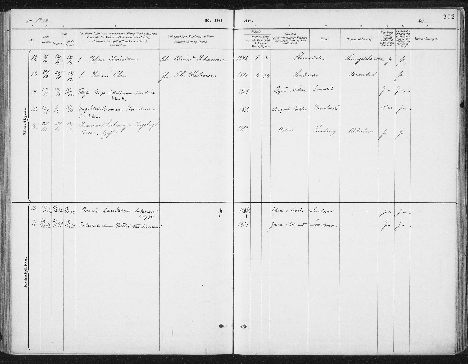 Ministerialprotokoller, klokkerbøker og fødselsregistre - Nord-Trøndelag, SAT/A-1458/784/L0673: Parish register (official) no. 784A08, 1888-1899, p. 202