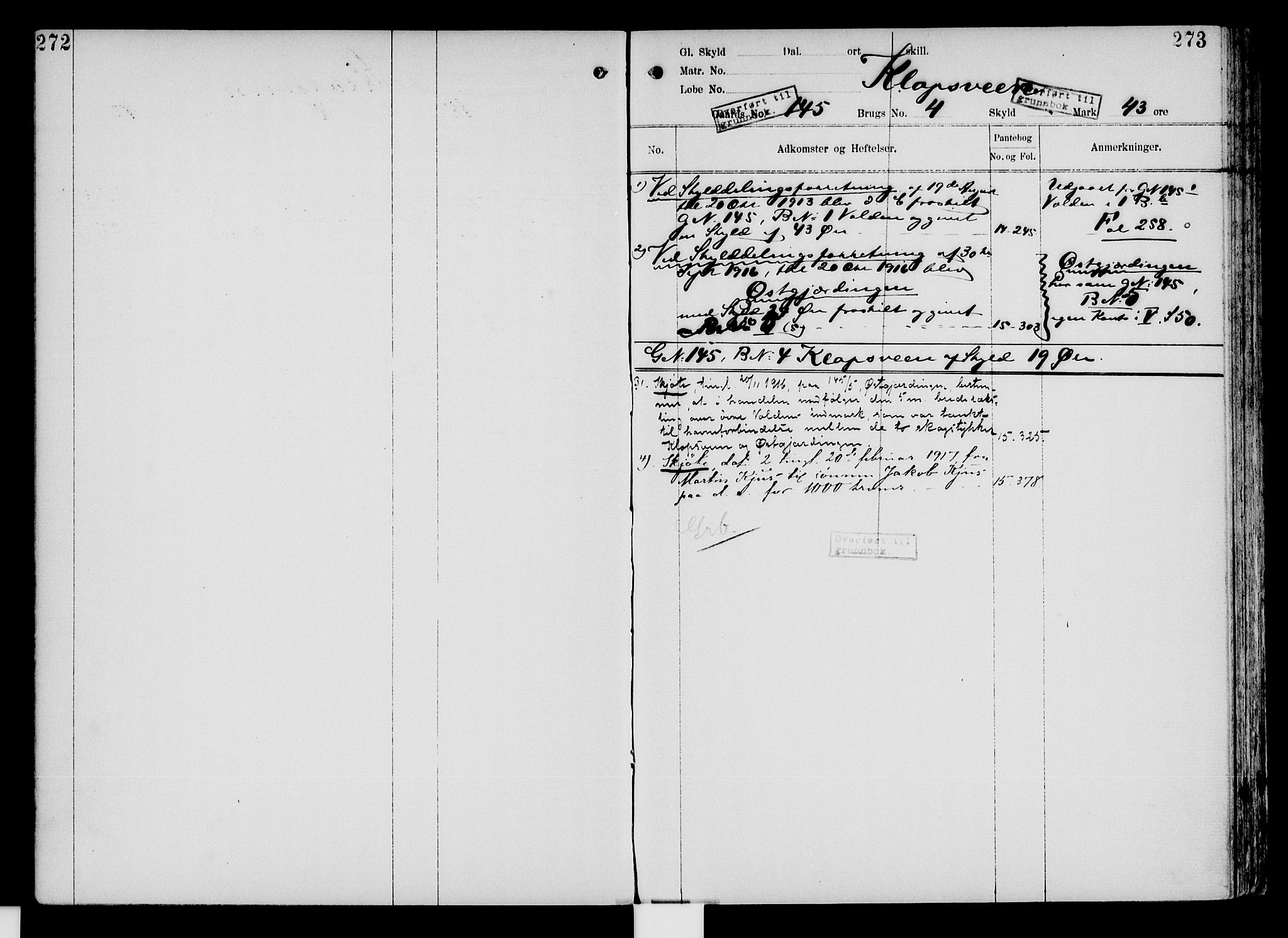Nord-Hedmark sorenskriveri, SAH/TING-012/H/Ha/Had/Hade/L0004: Mortgage register no. 4.4, 1910-1940, p. 272-273