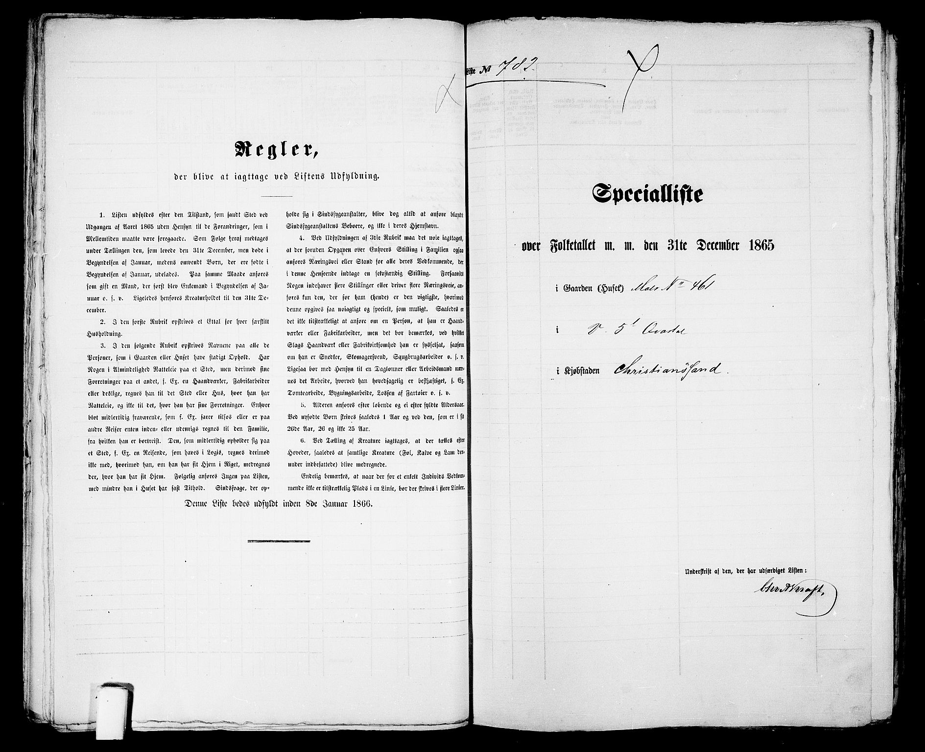 RA, 1865 census for Kristiansand, 1865, p. 1602