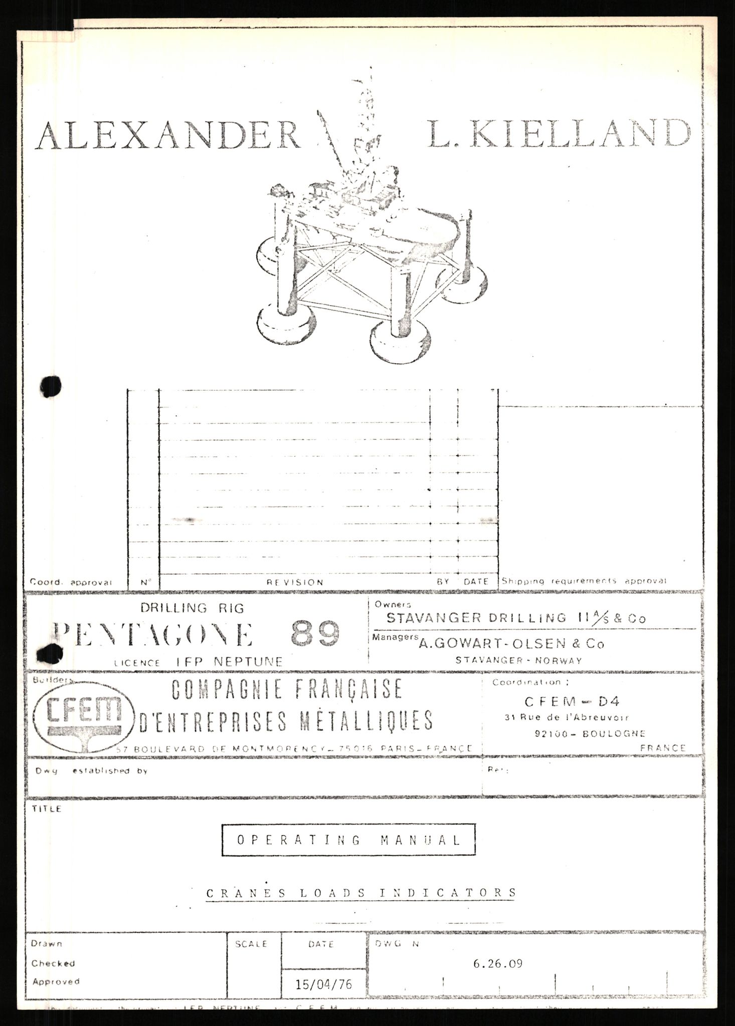 Pa 1503 - Stavanger Drilling AS, AV/SAST-A-101906/2/E/Eb/Ebb/L0005: Alexander L. Kielland plattform - Operation manual, 1976, p. 942